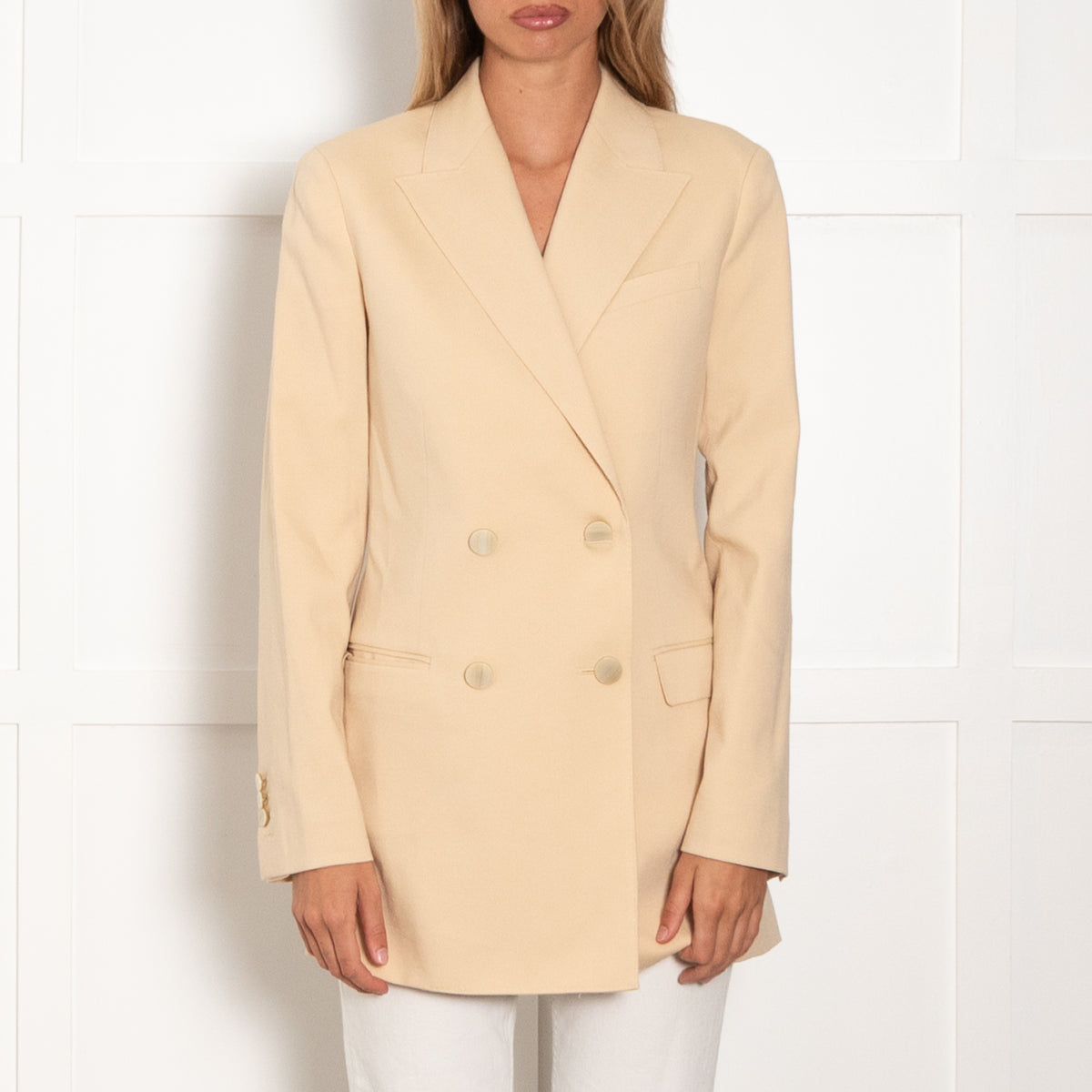 Theory Pale Yellow Double Breasted Blazer
