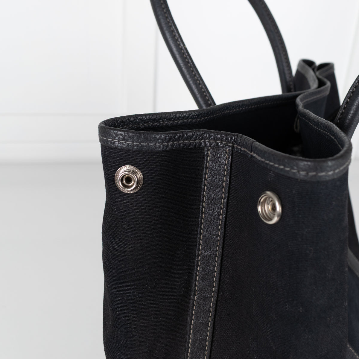 Hermes Black Canvas Garden Party 36 PM Tote Bag