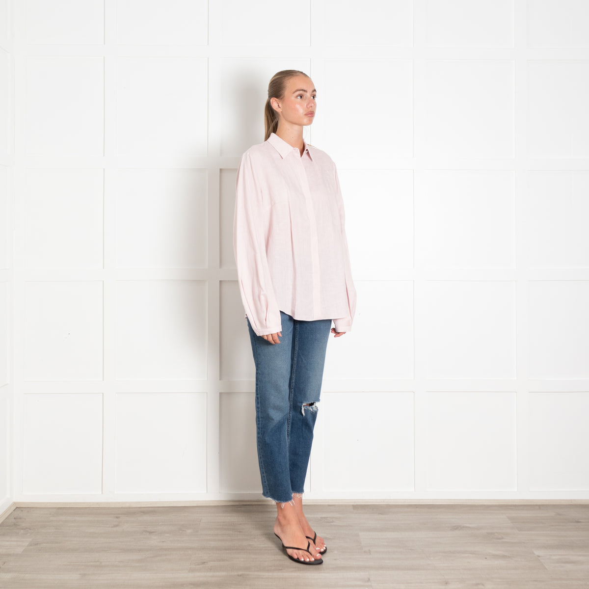 Gabriela Hearst Pink Linen Button Down Shirt