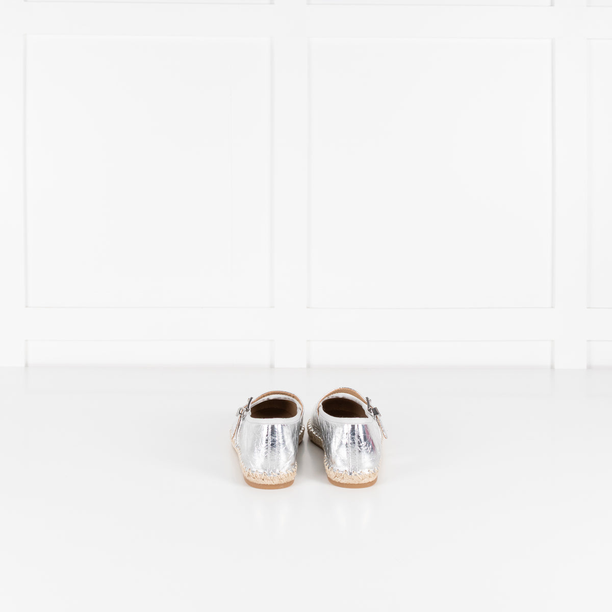 Michael Kors Crackled Metallic Silver Lynn Espadrille Flats