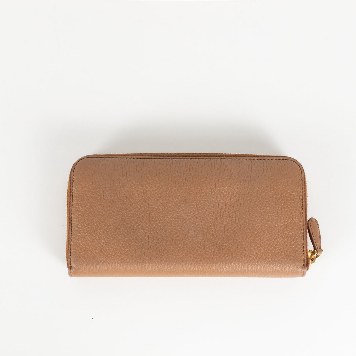 Prada Tan Leather Zip Around Wallet