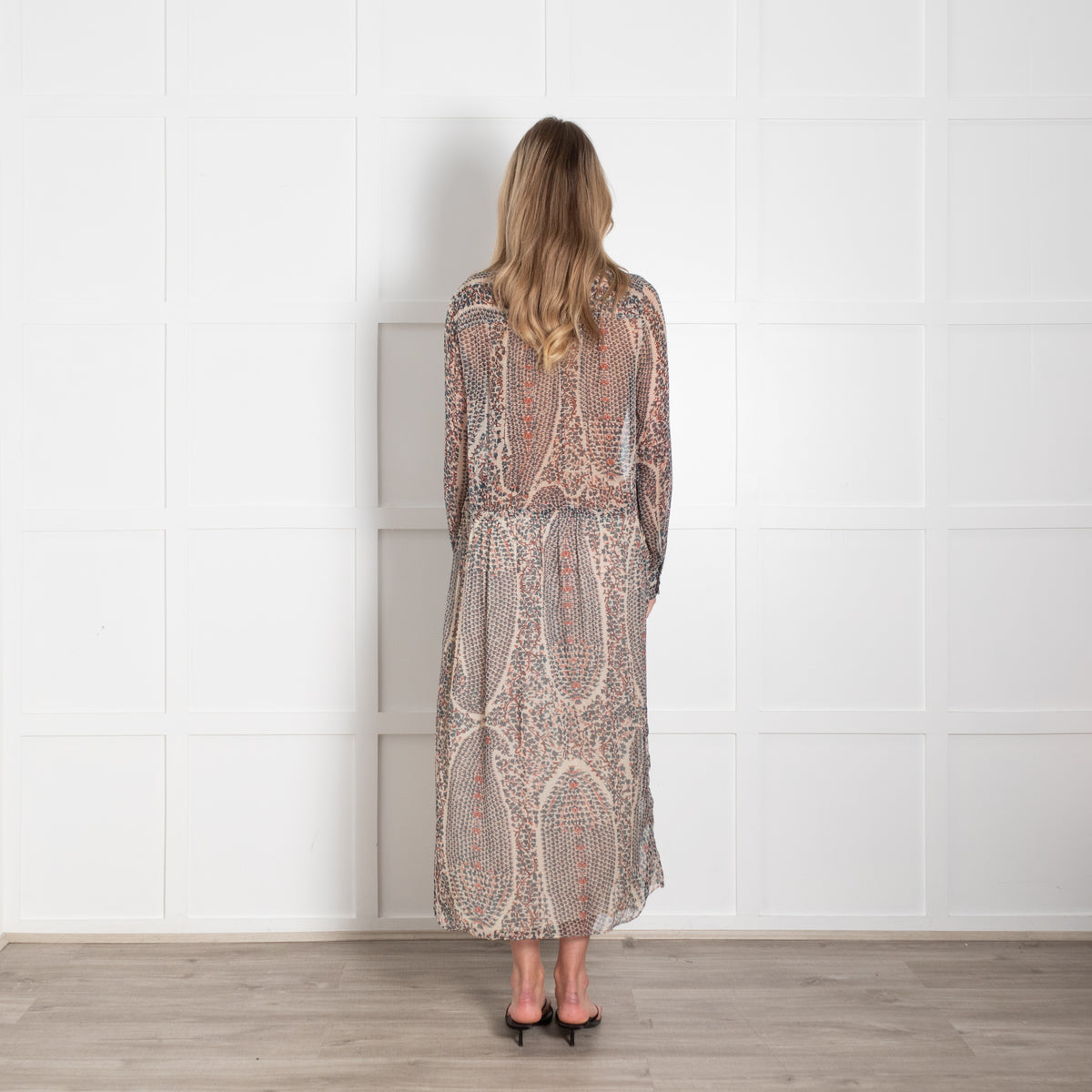 Isabel Marant Etoile Cream Green Floral Sheer Midi Dress