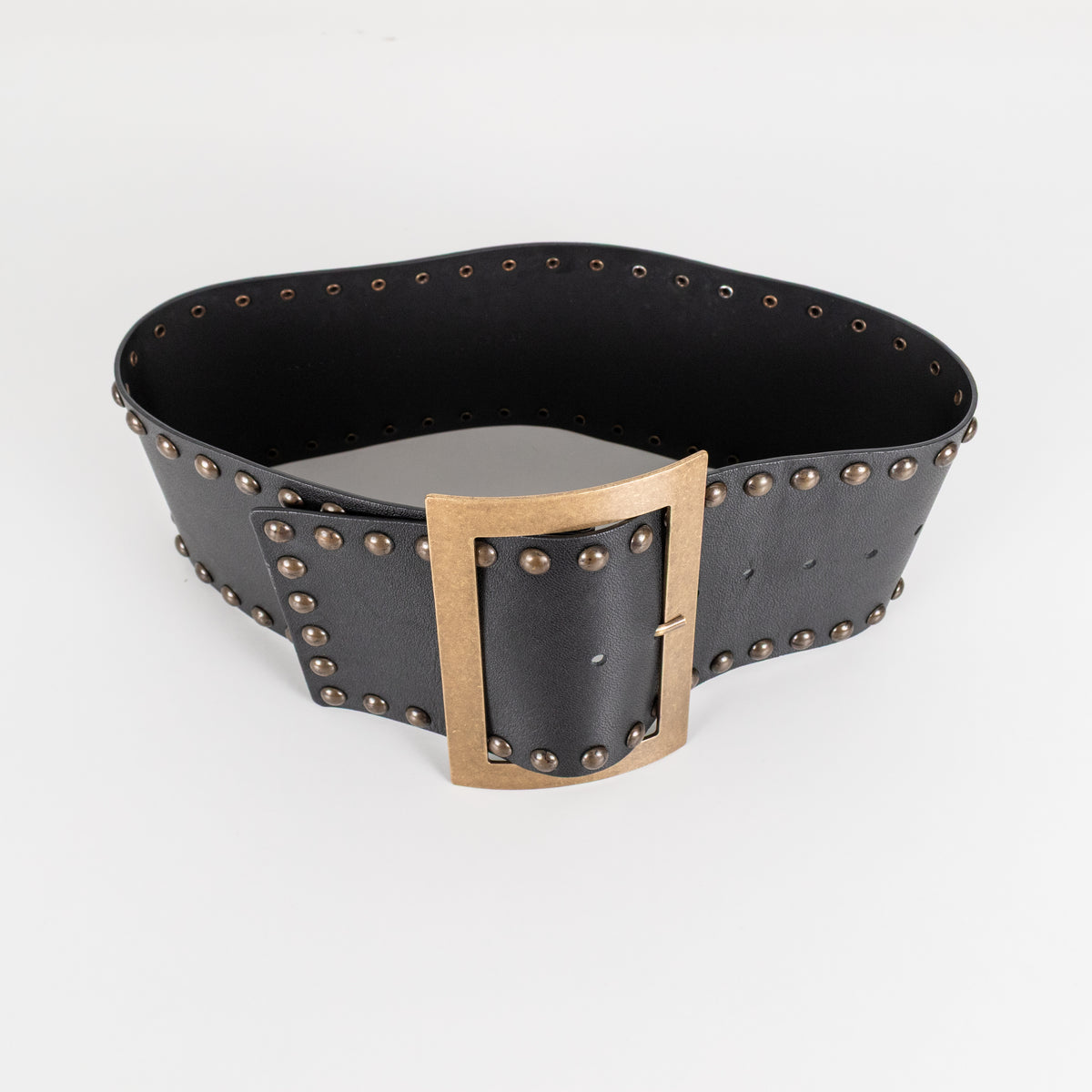 Philosophy Black Jumbo Buckle Studded leather Belt