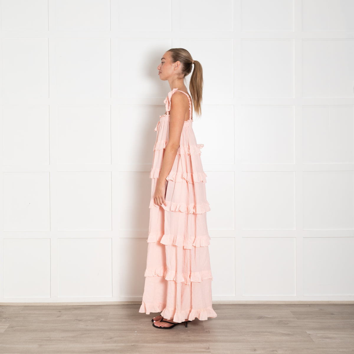 Devotion Peach Cotton Tiered Sundress