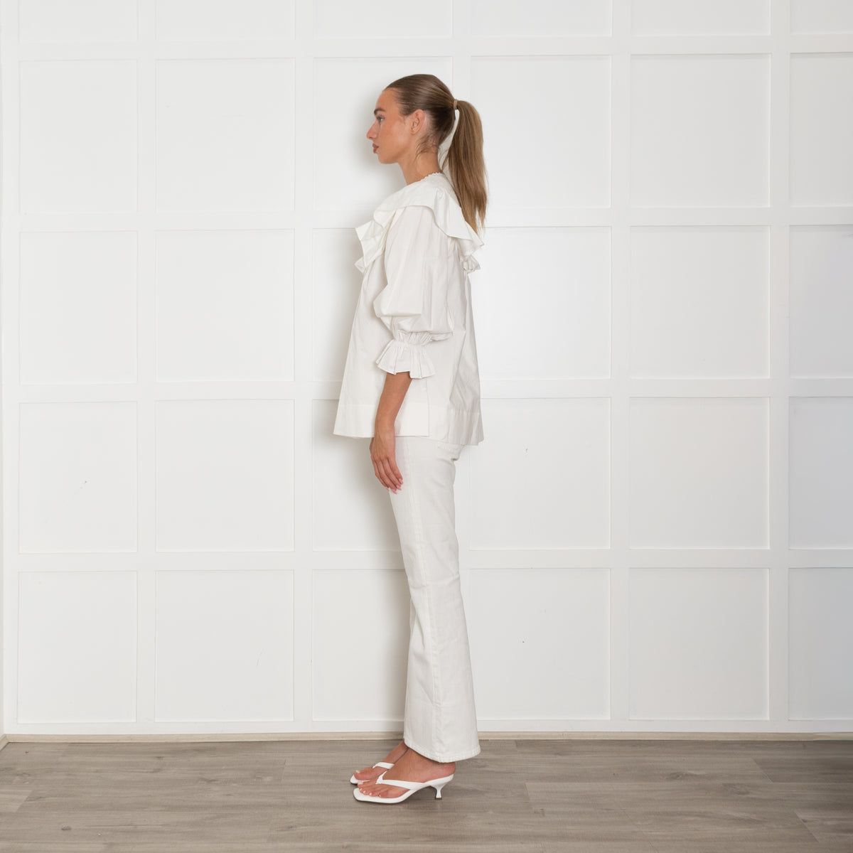 Lug Von Siga White Frill Detail Cotton Top