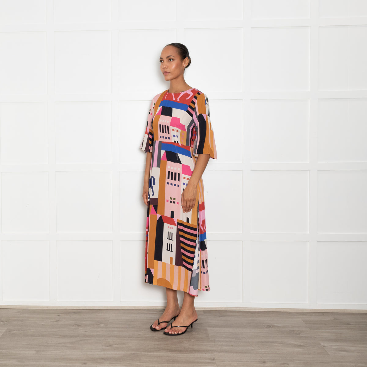 Stine Goya Multi Coloured Abstract Print A Line Midi Dress