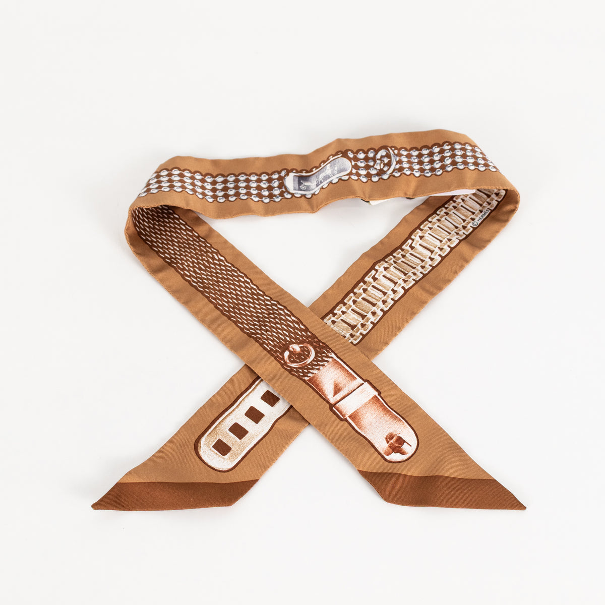 Hermes Brown Silk Le Tresor De Medor Twilly