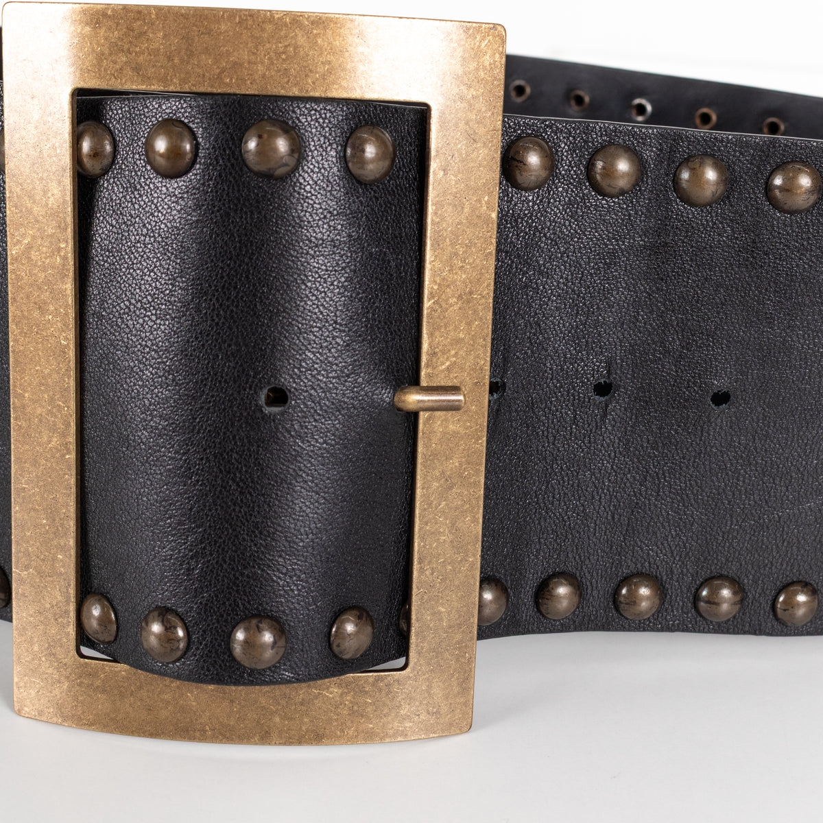 Philosophy Black Jumbo Buckle Studded leather Belt