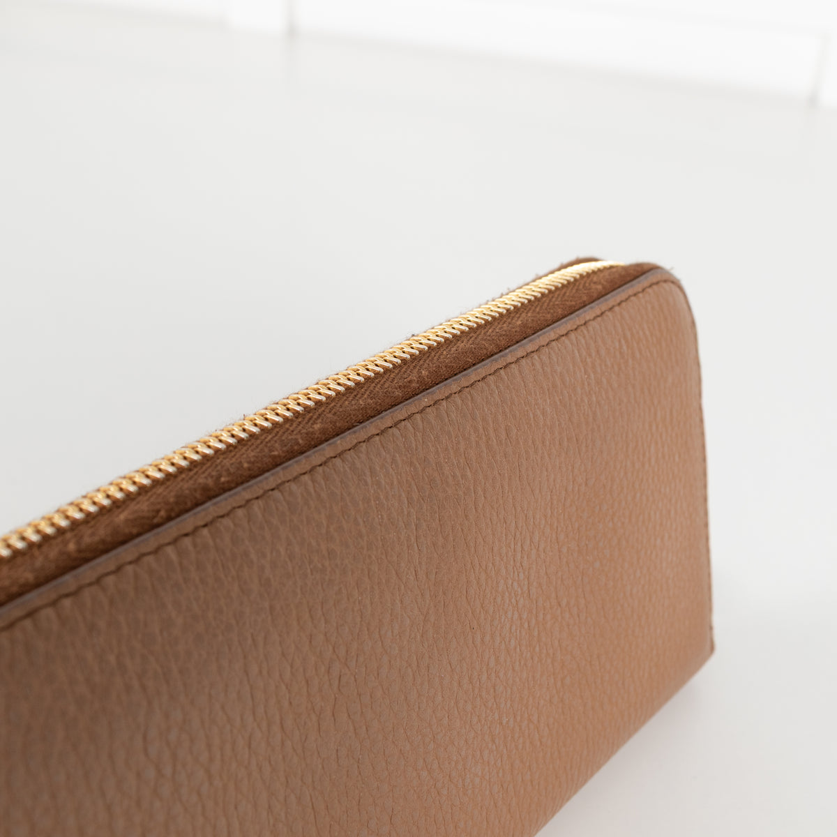 Prada Tan Leather Zip Around Wallet