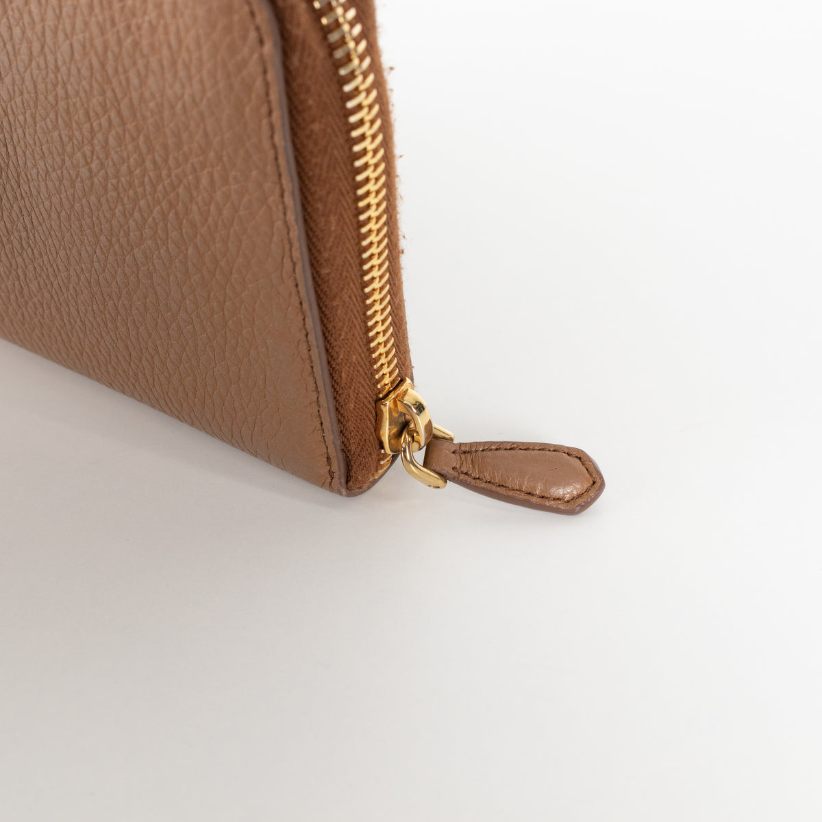 Prada Tan Leather Zip Around Wallet