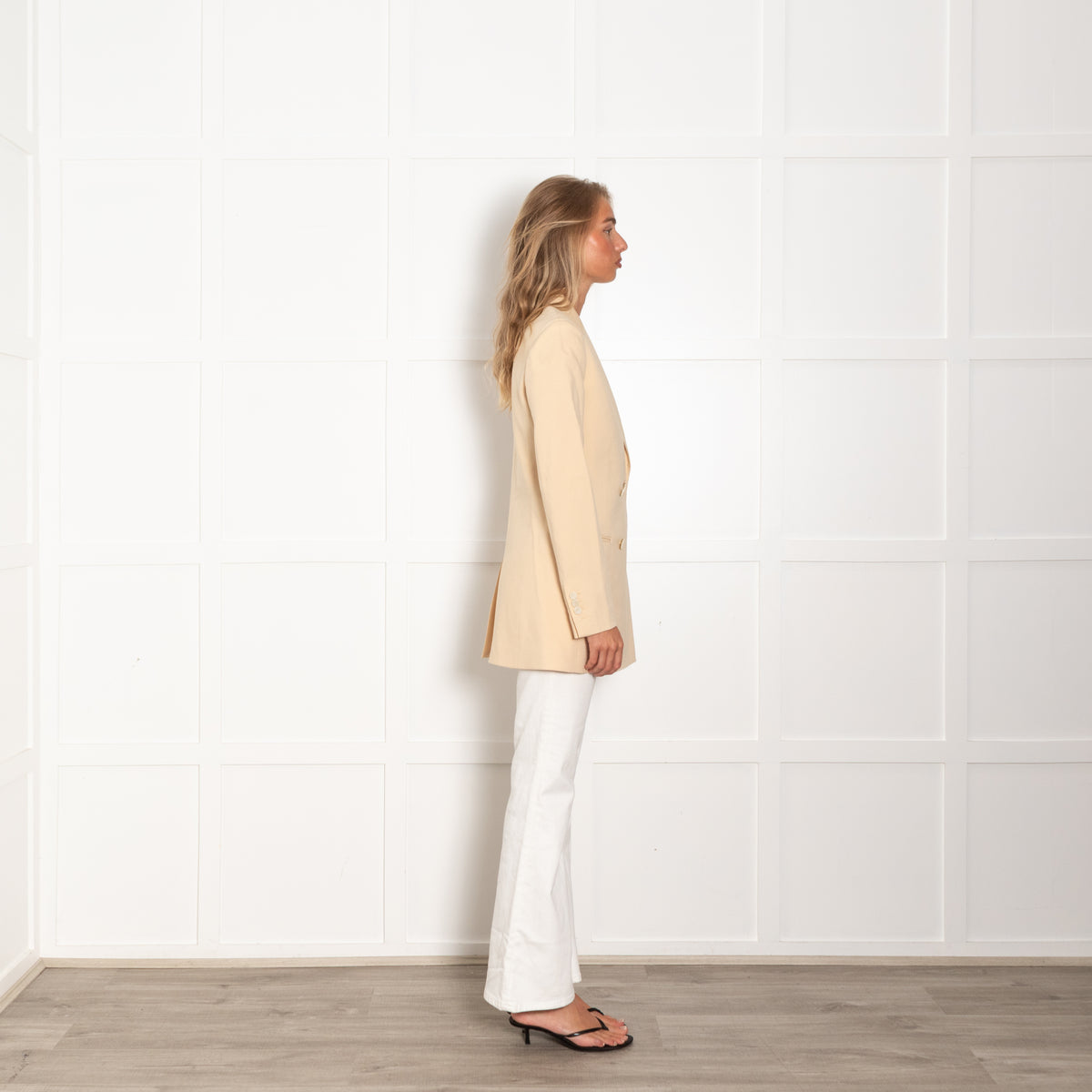 Theory Pale Yellow Double Breasted Blazer