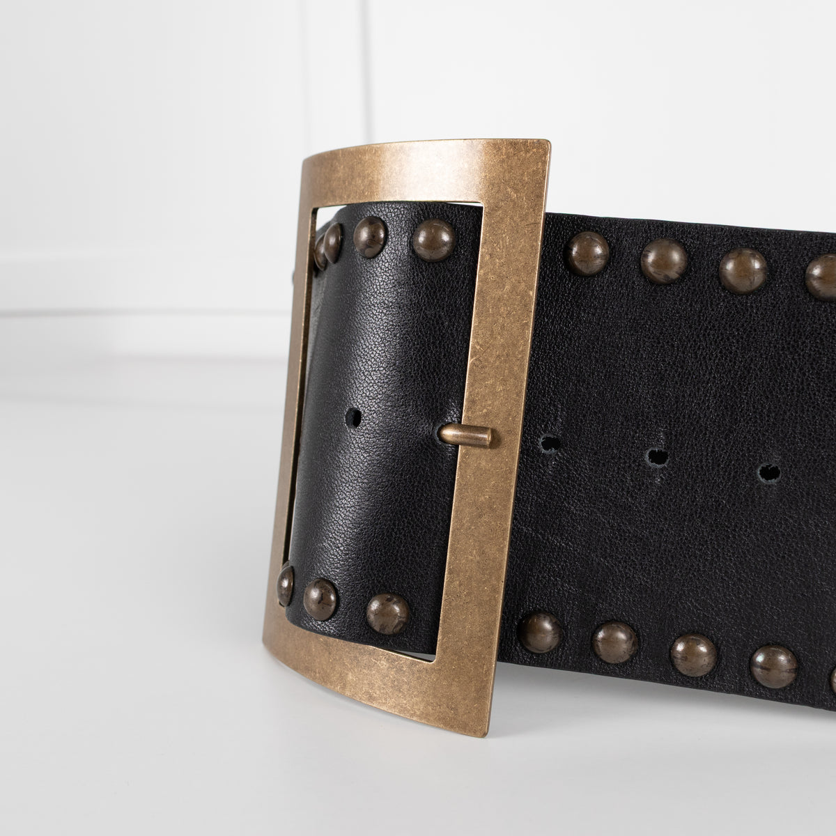 Philosophy Black Jumbo Buckle Studded leather Belt