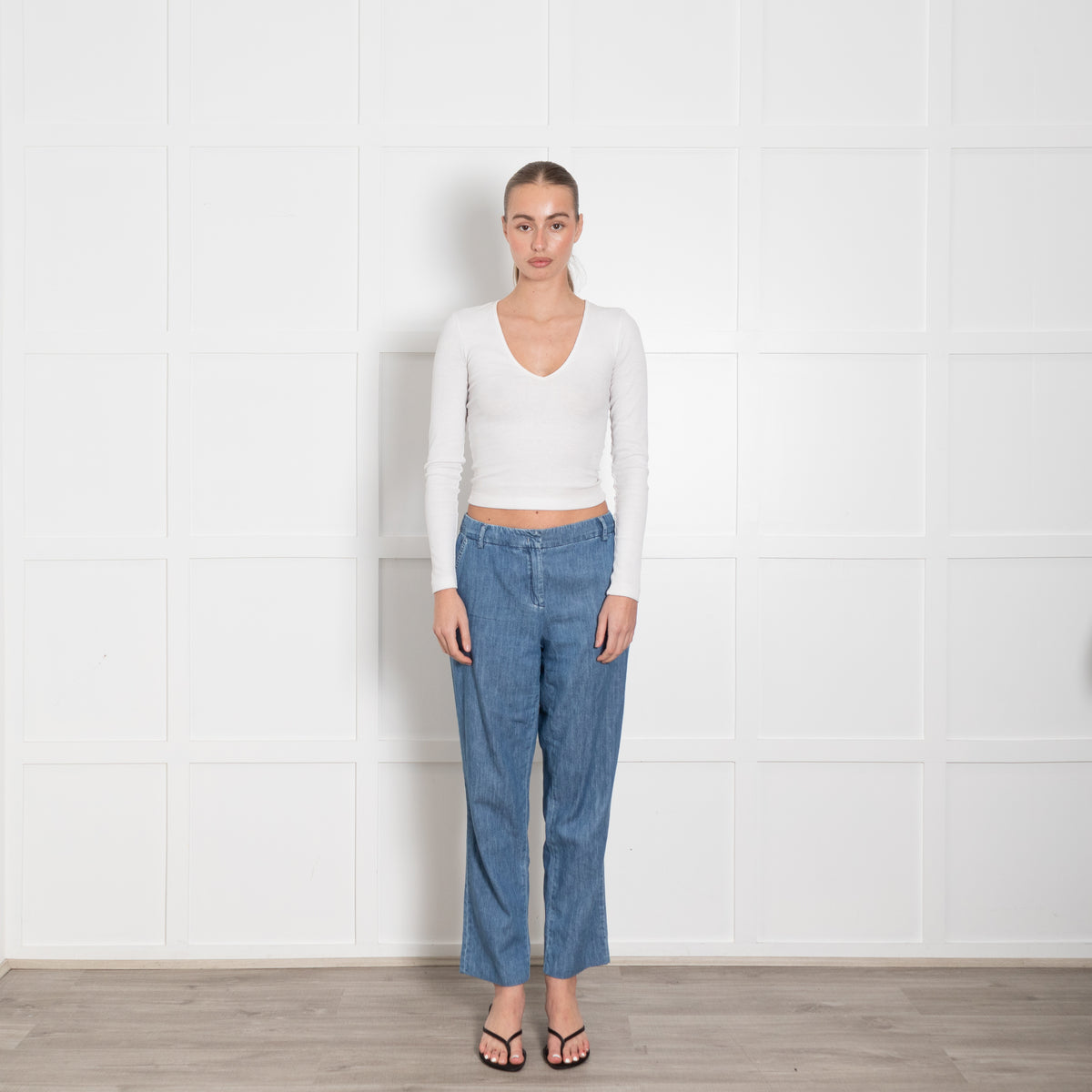Marella Denim Blue Cotton Trousers