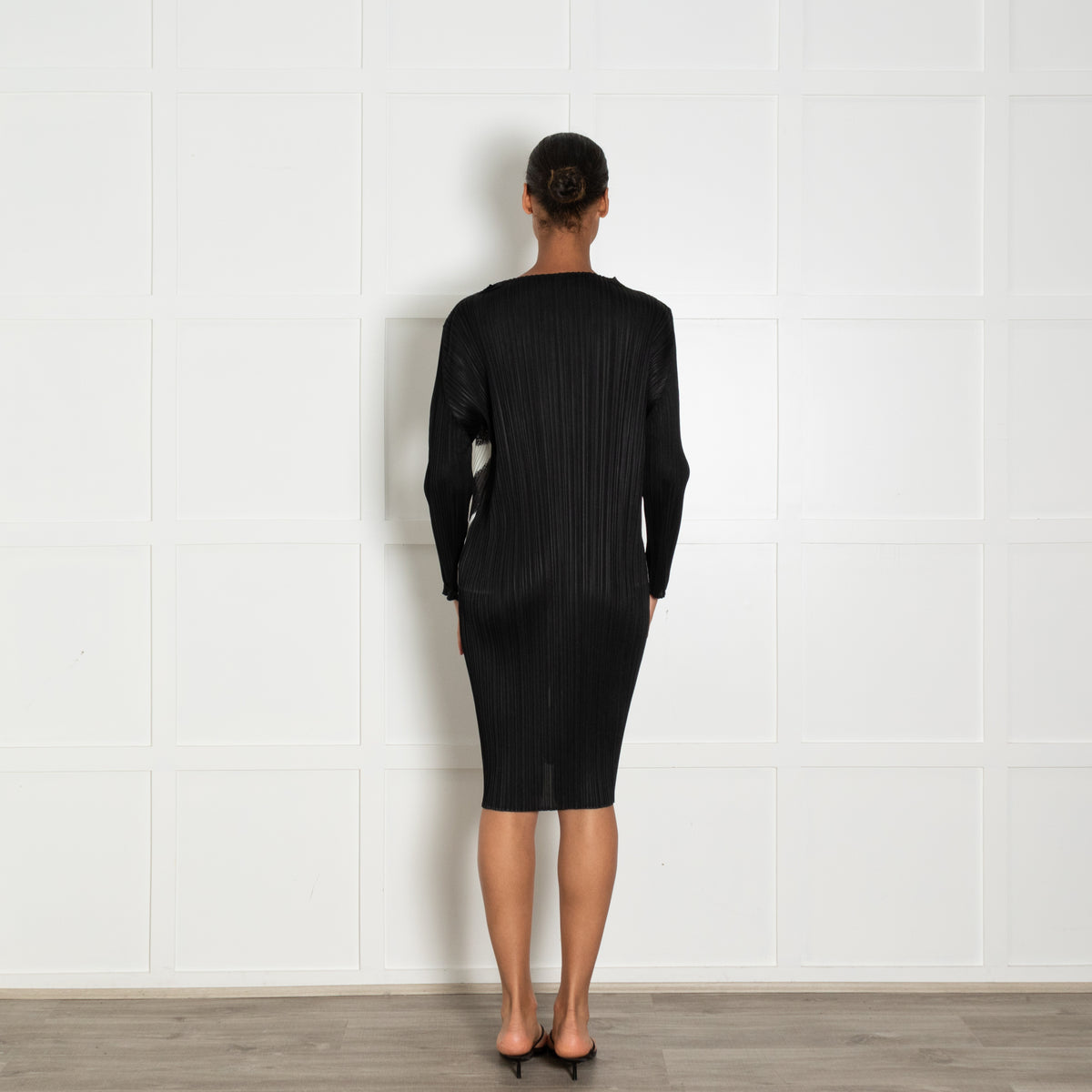 Pleats Please Black White Geometric Print Dress
