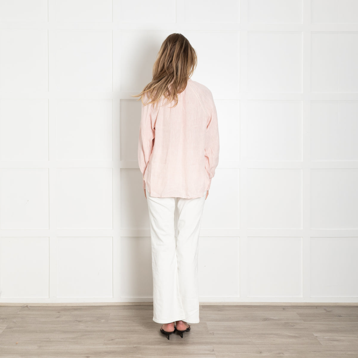 Gustav Peach Linen Embroidered Peasant Top