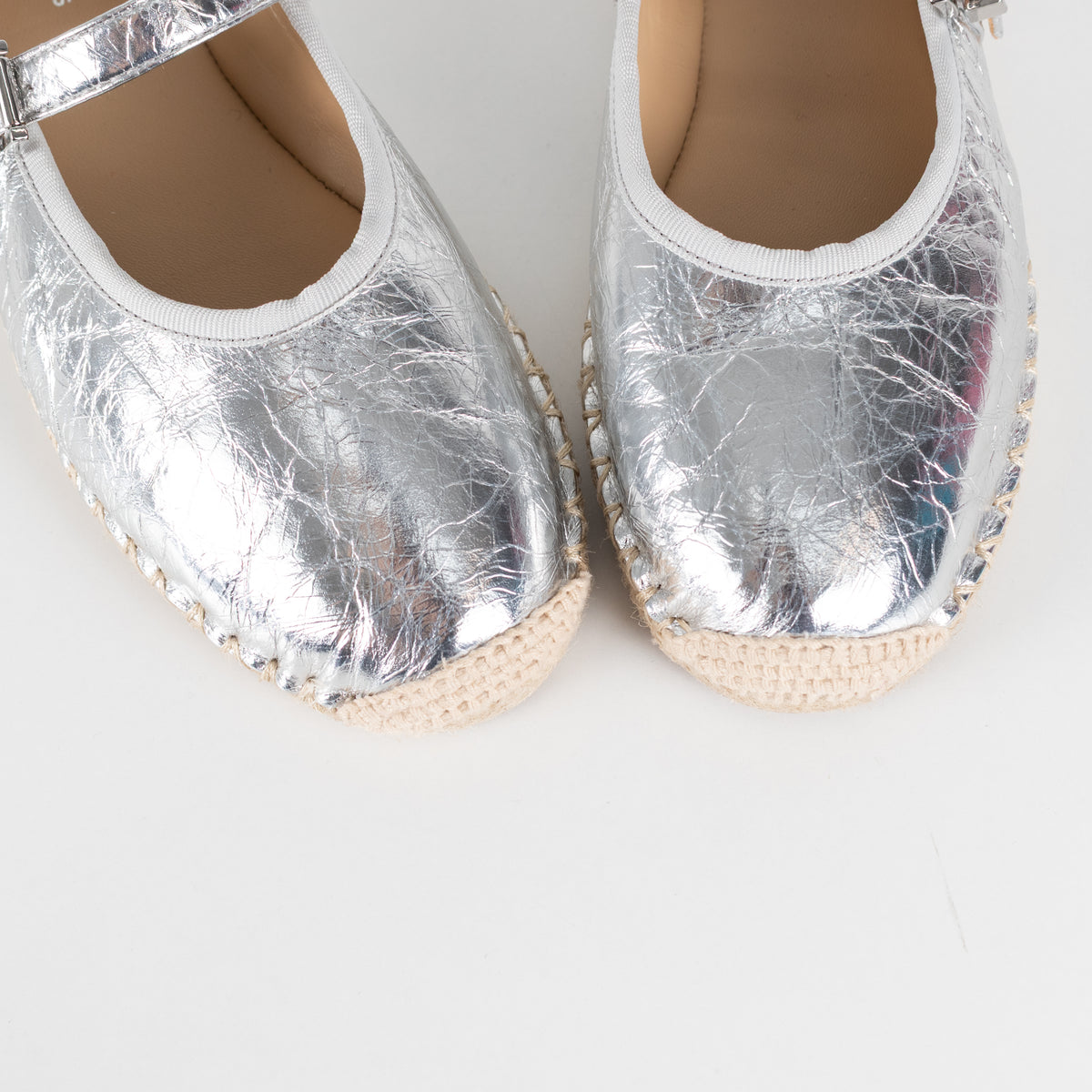 Michael Kors Crackled Metallic Silver Lynn Espadrille Flats