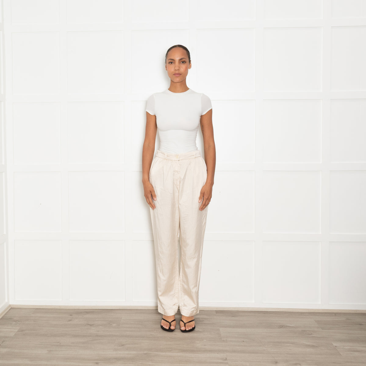 Raey Cream Cotton & Silk Trousers