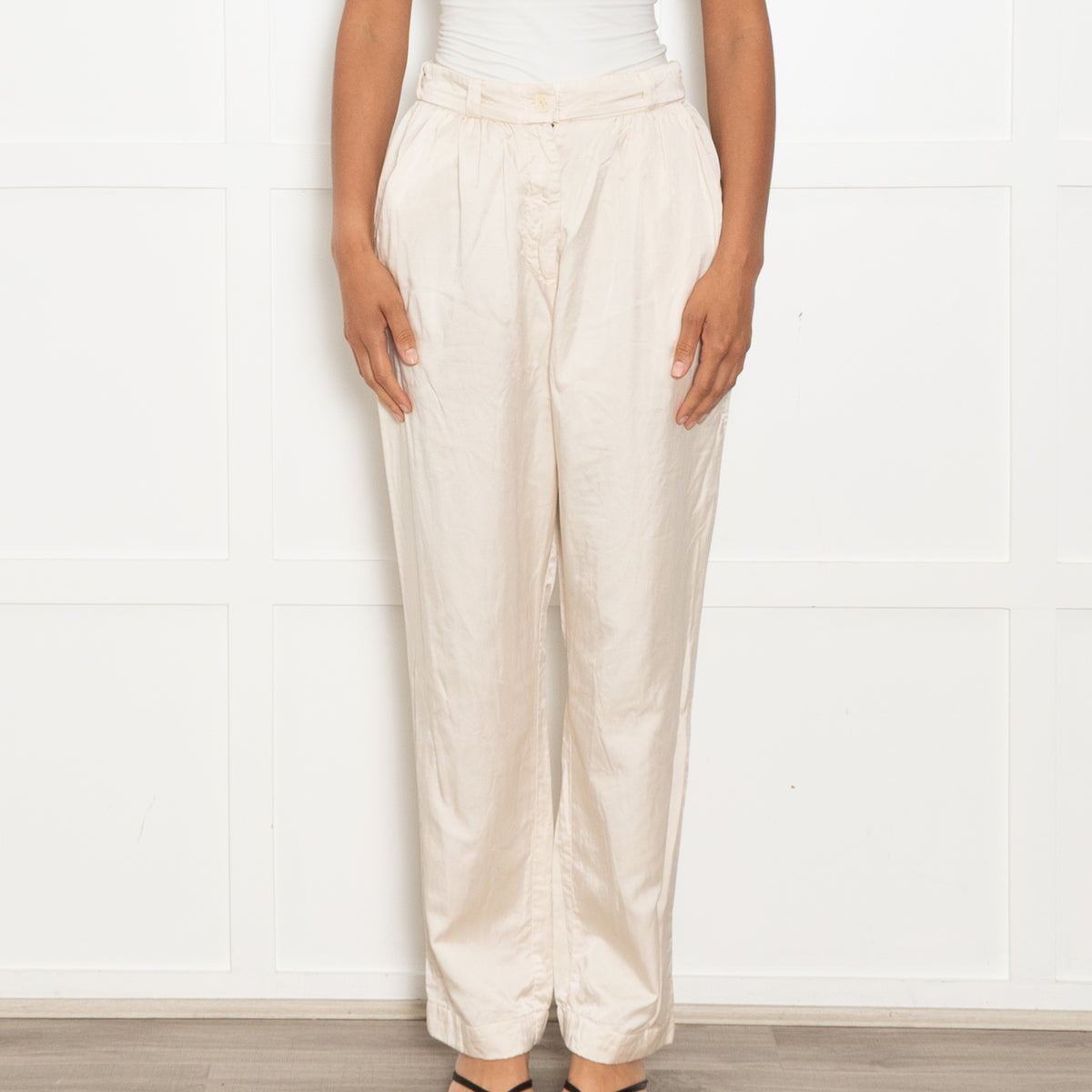 Raey Cream Cotton & Silk Trousers