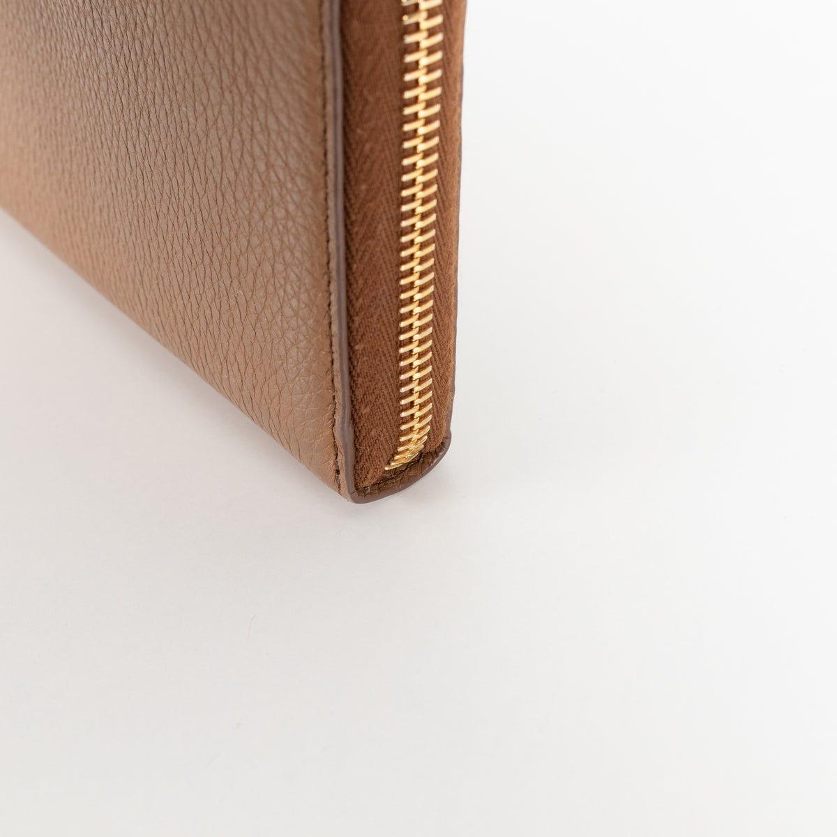 Prada Tan Leather Zip Around Wallet