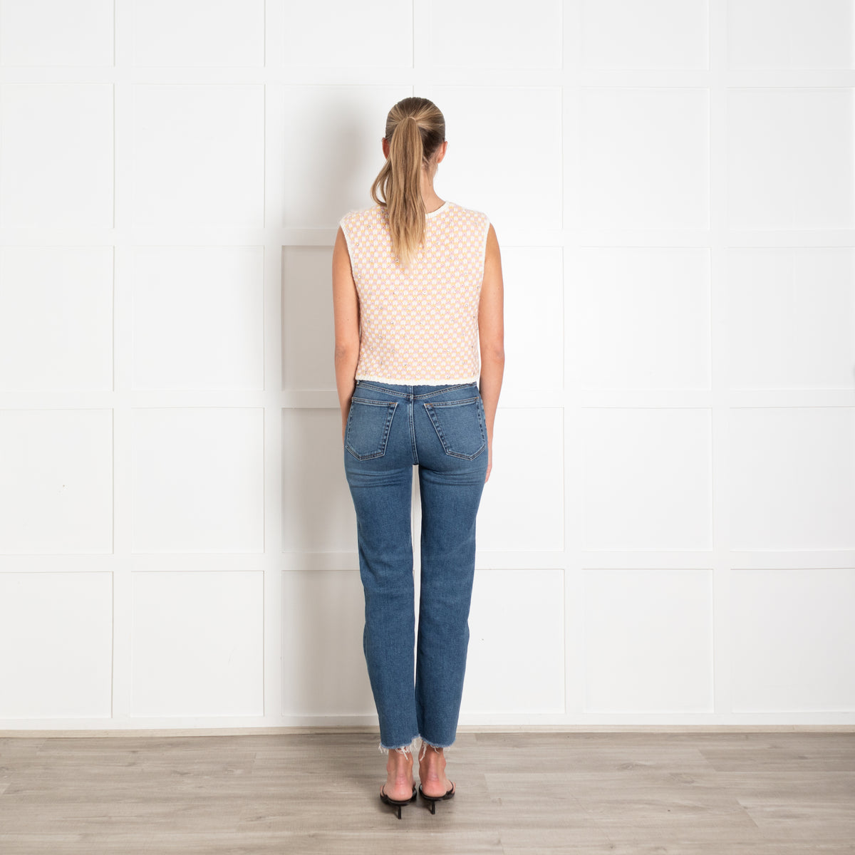 Maje Pink And Yellow Embellished Tank Top