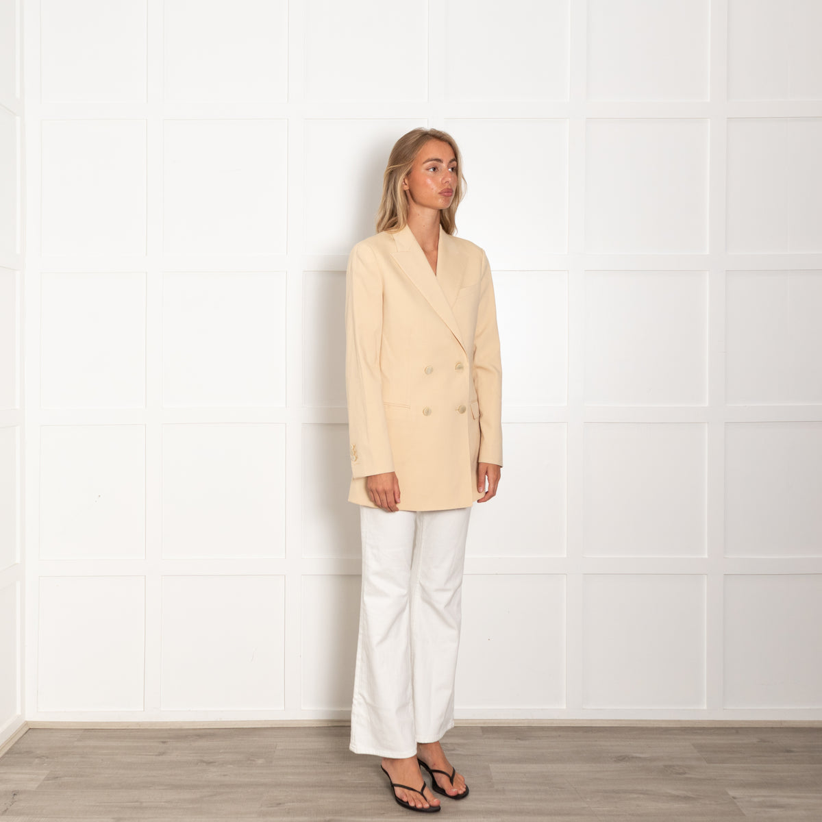 Theory Pale Yellow Double Breasted Blazer