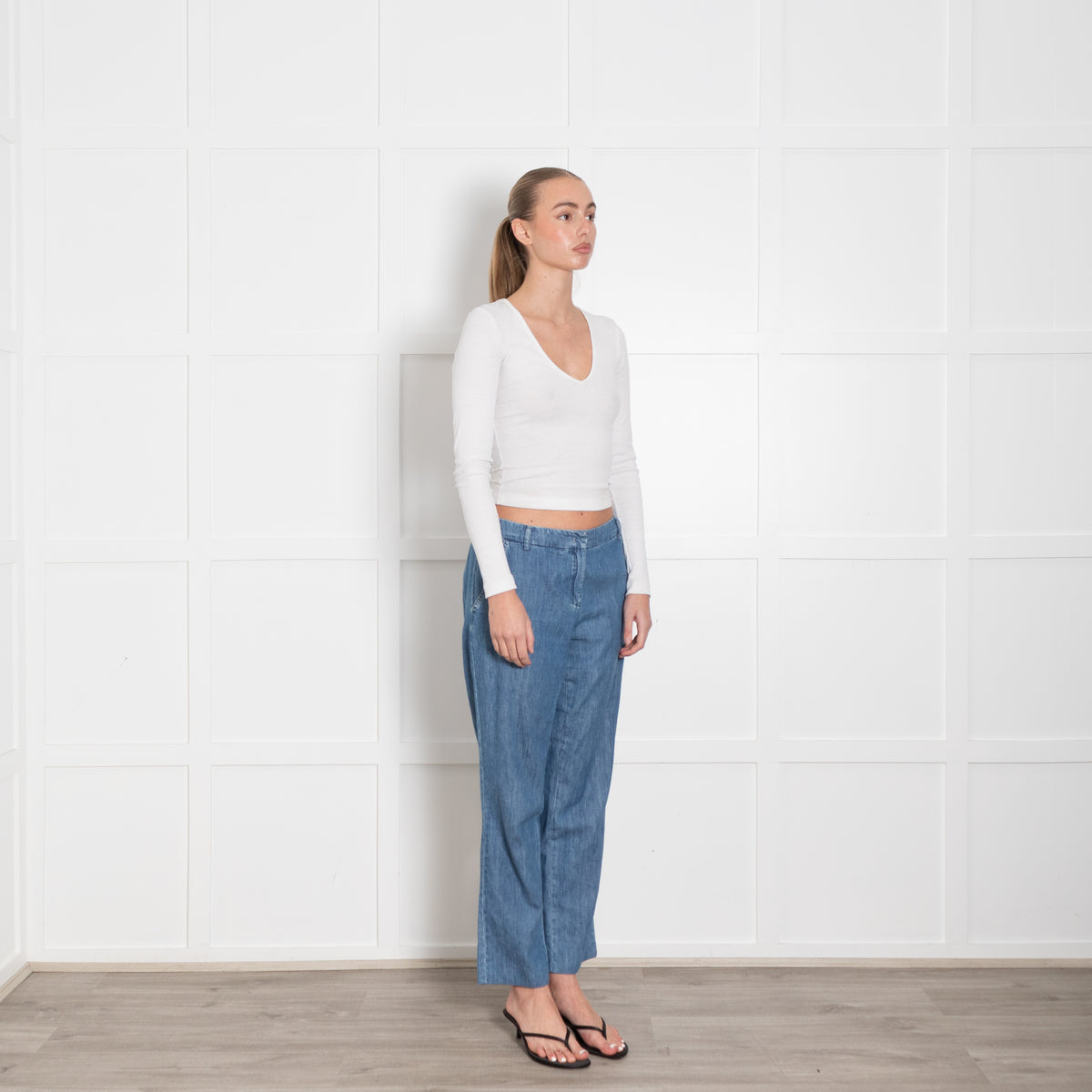 Marella Denim Blue Cotton Trousers