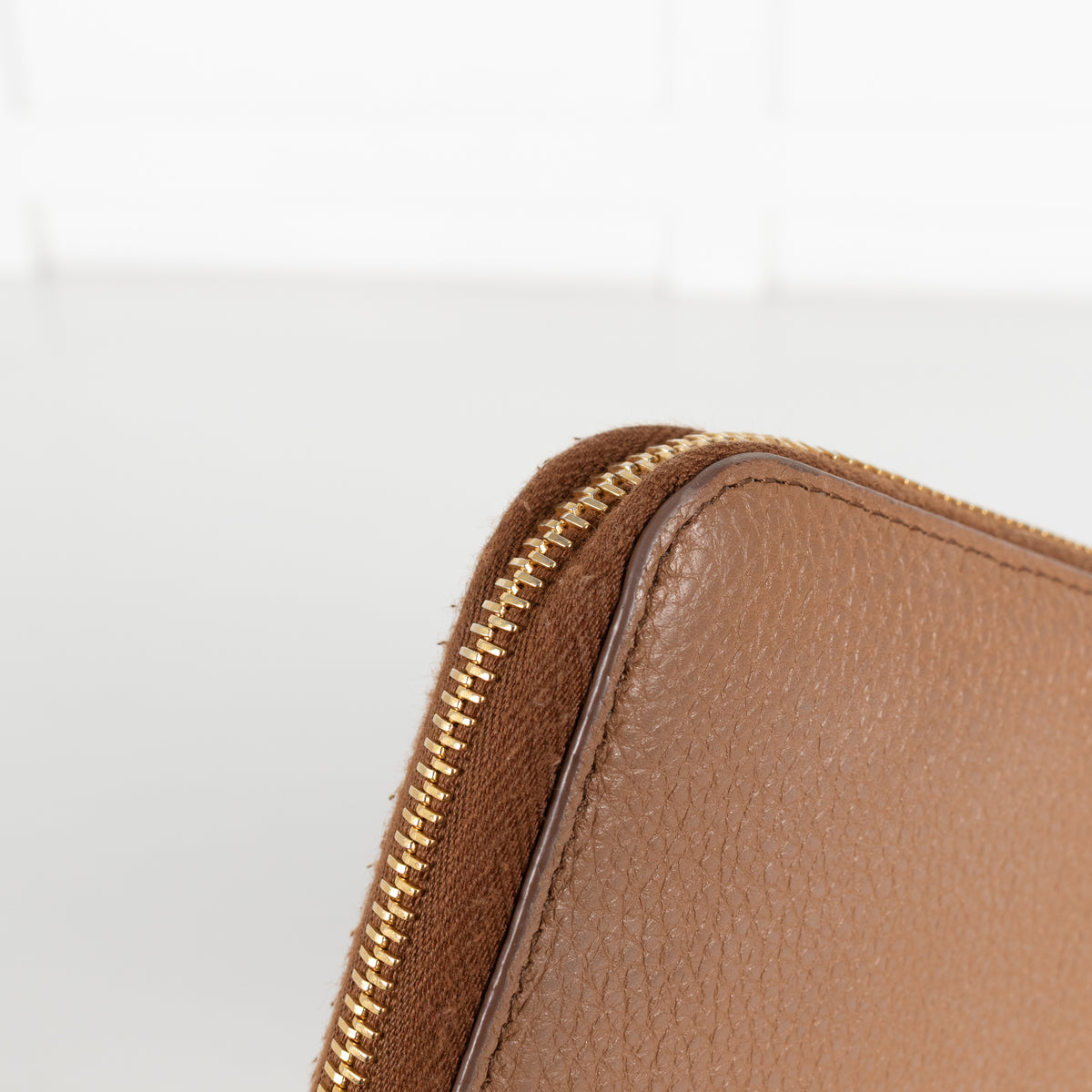 Prada Tan Leather Zip Around Wallet