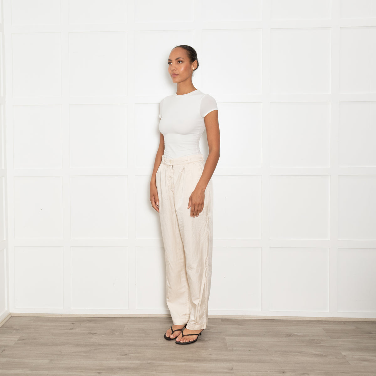 Raey Cream Cotton & Silk Trousers