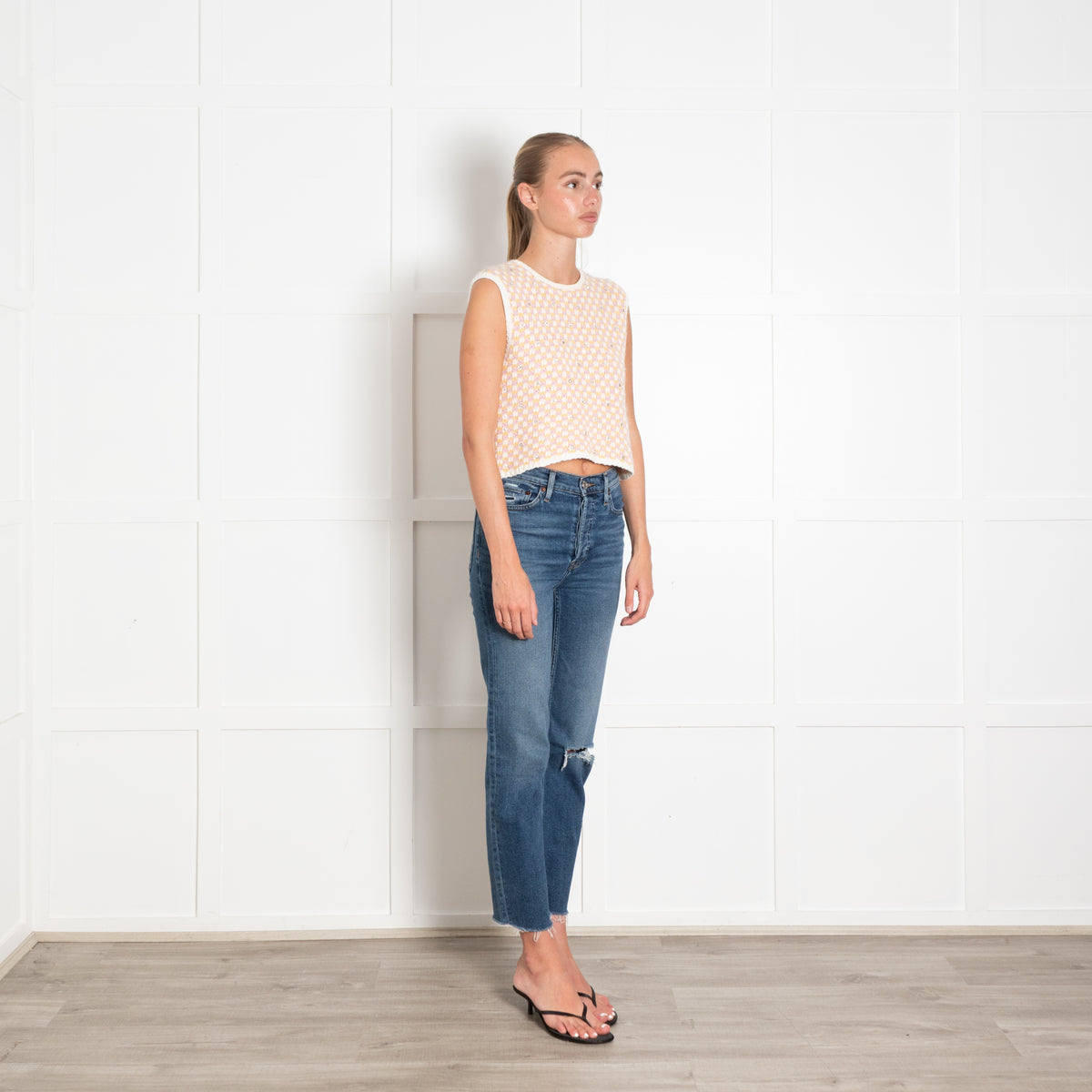 Maje Pink And Yellow Embellished Tank Top