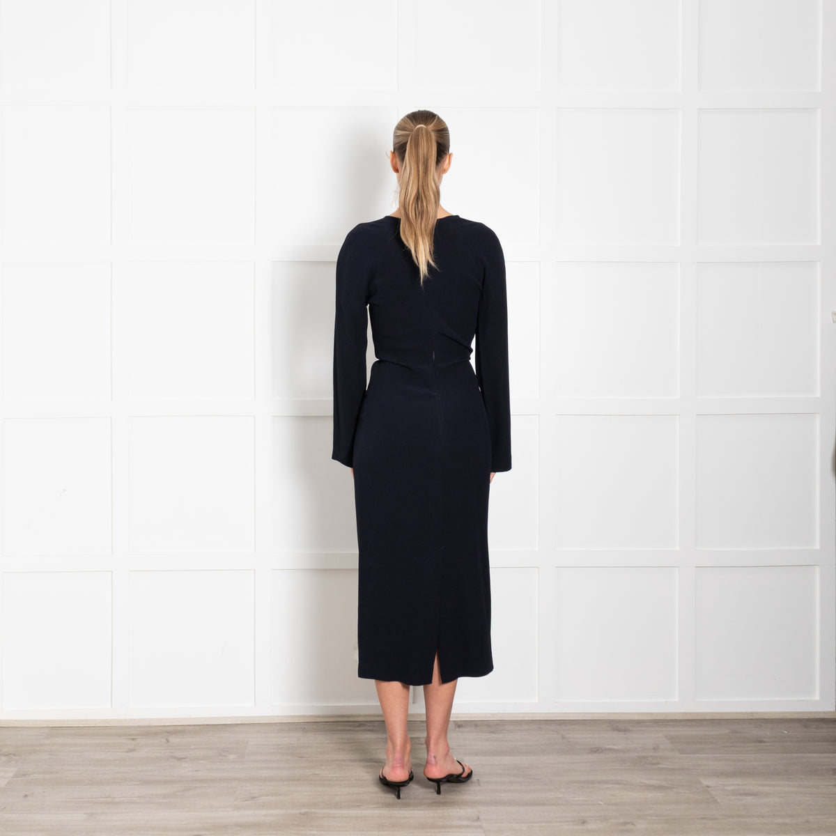 Raey Navy V Neck Long Day Dress