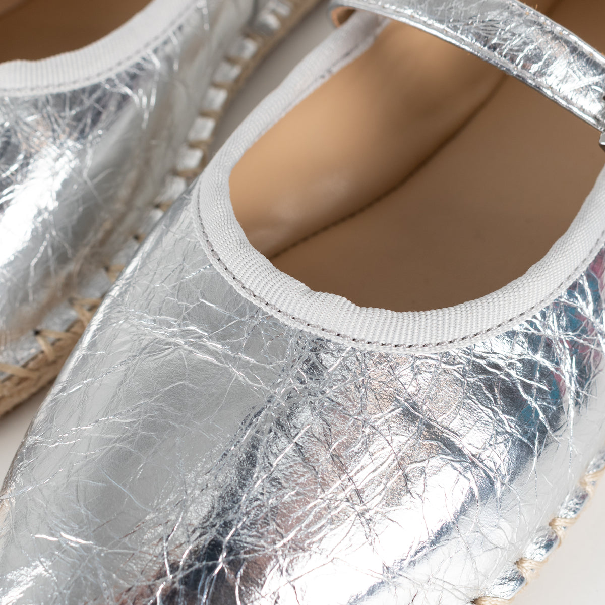 Michael Kors Crackled Metallic Silver Lynn Espadrille Flats
