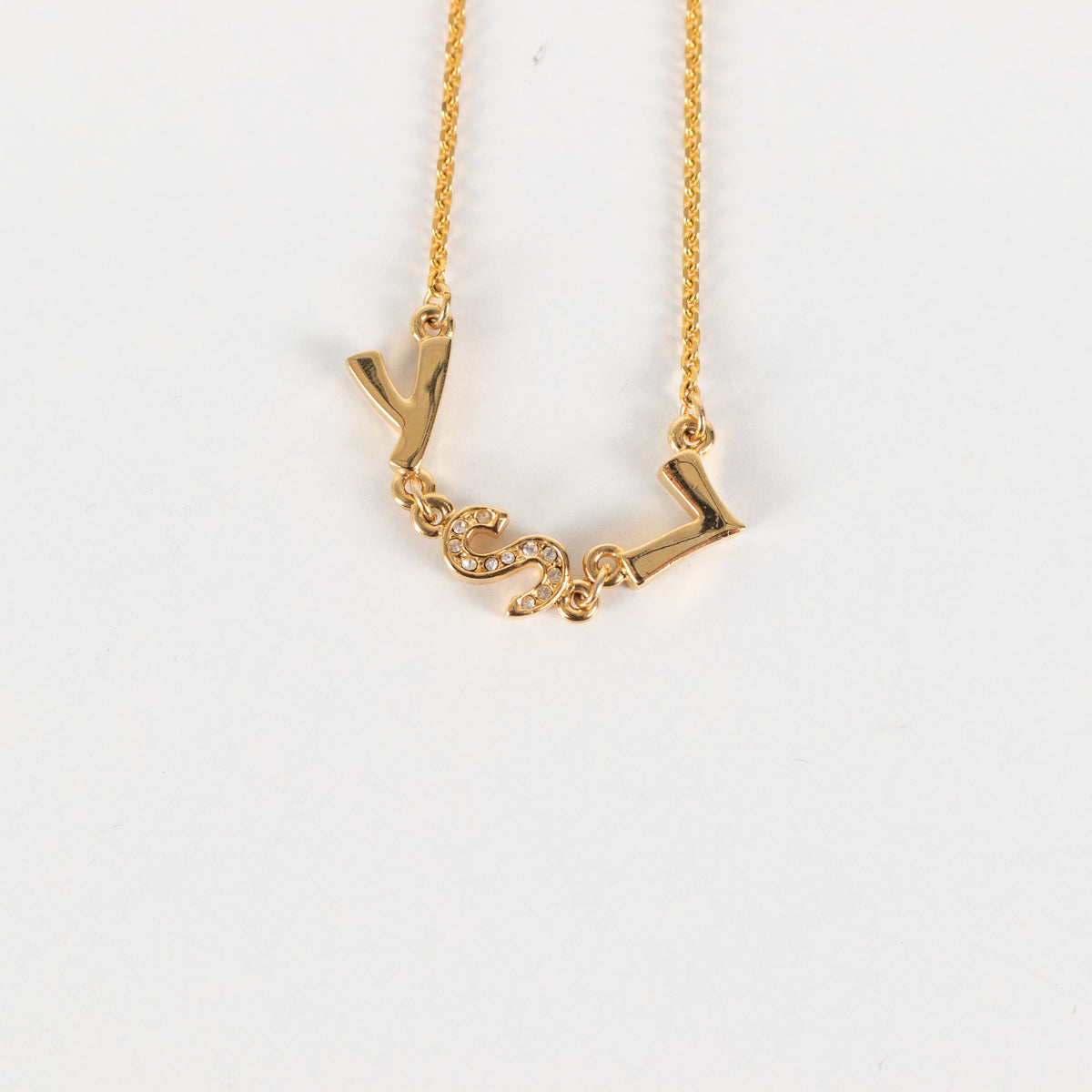 Yves Saint Laurent Gold Tone YSL Necklace