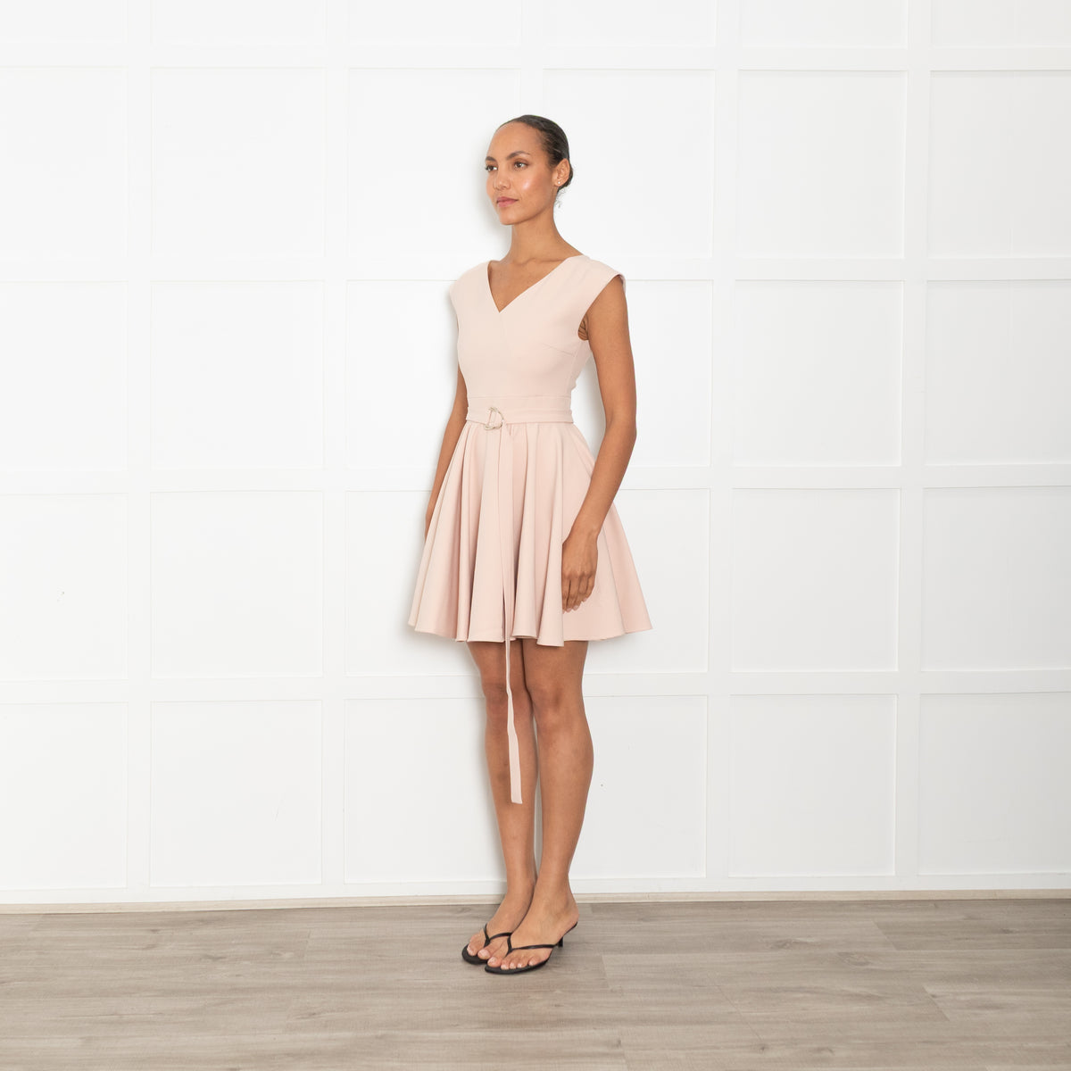 Maje Pale Powder Pink Fit & Flare Sleeveless Dress