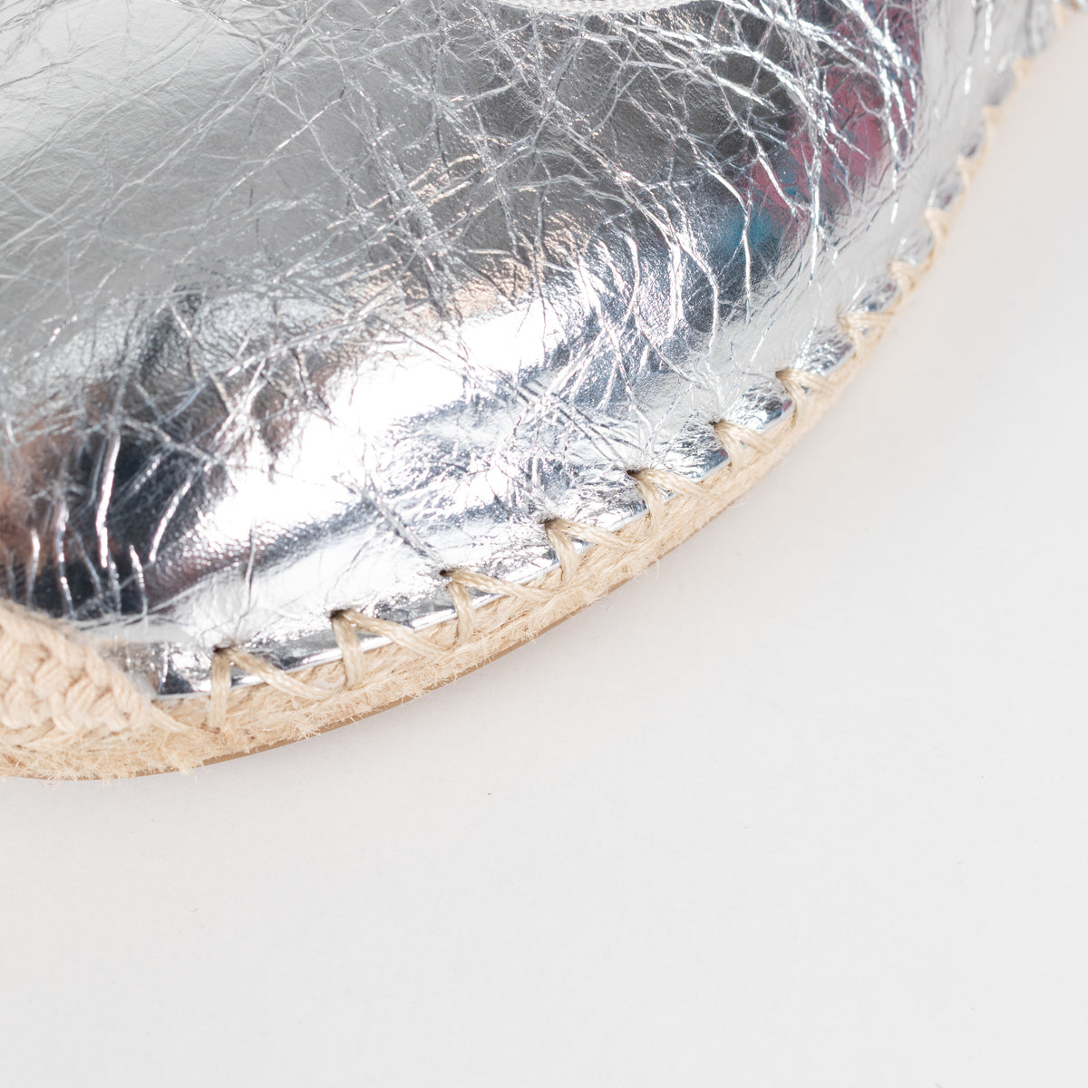 Michael Kors Crackled Metallic Silver Lynn Espadrille Flats