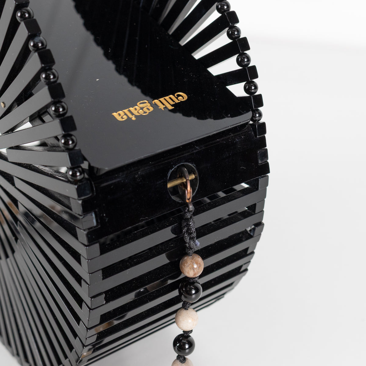 Cult Gaia Black Acrylic Bead Handle Shoulder Bag