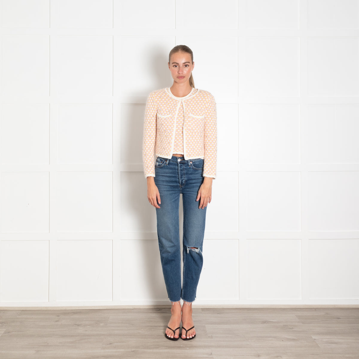 Maje Pink And Yellow Embellished Tank Top