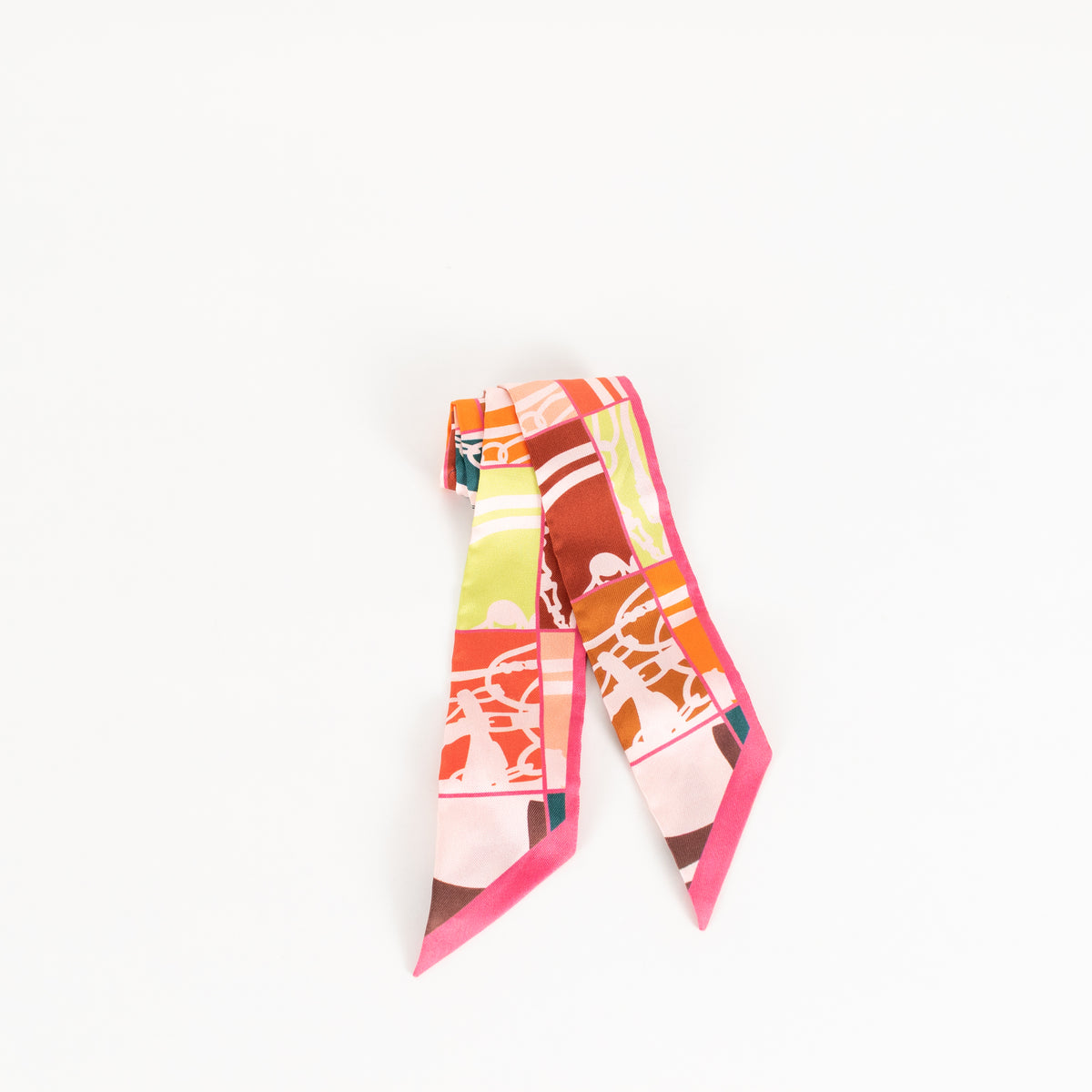 Hermes Pink Orange Silk En Desordre Twilly