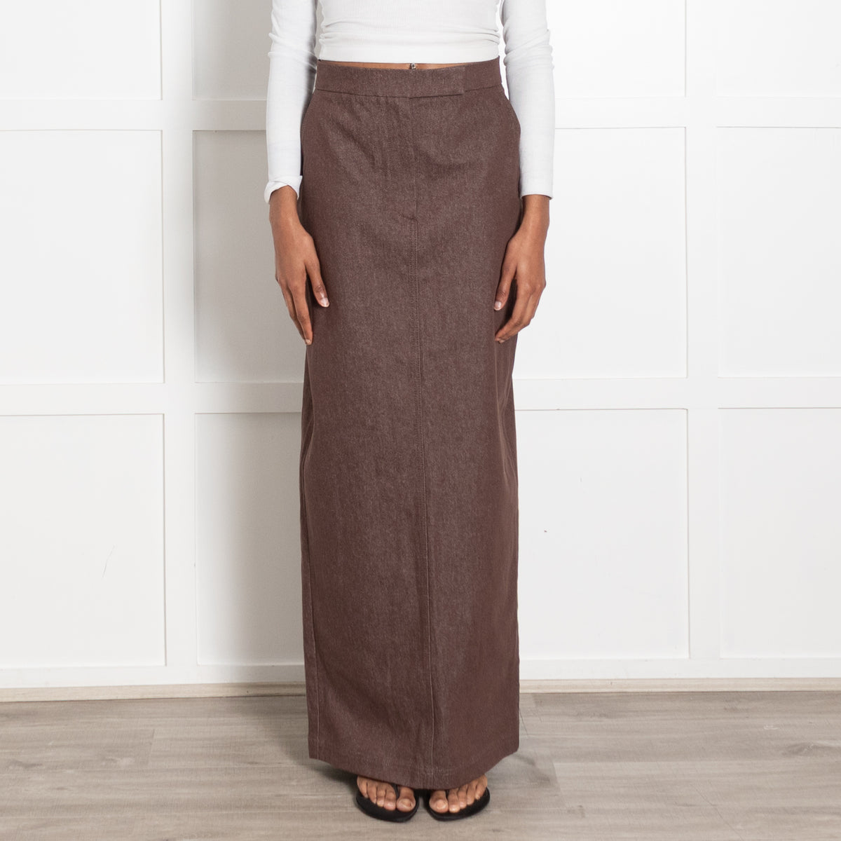 Max Mara Brown Denim Maxi Pencil Skirt