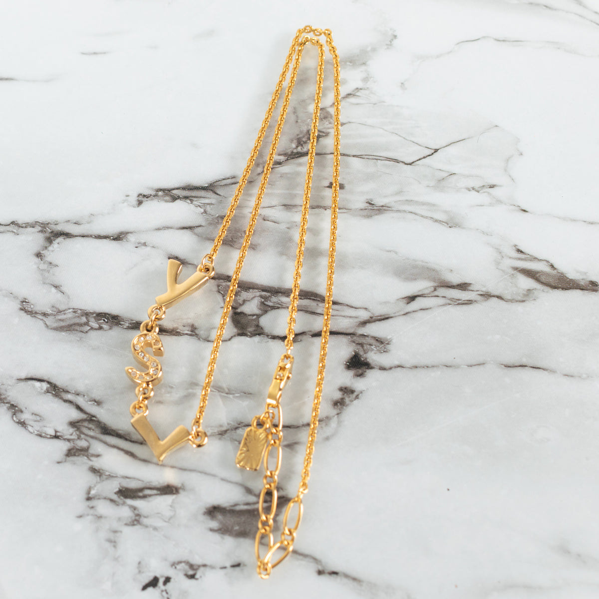 Yves Saint Laurent Gold Tone YSL Necklace