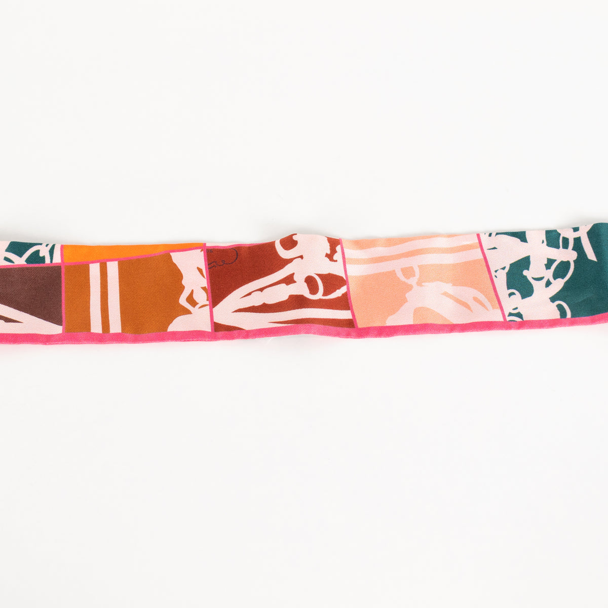 Hermes Pink Orange Silk En Desordre Twilly