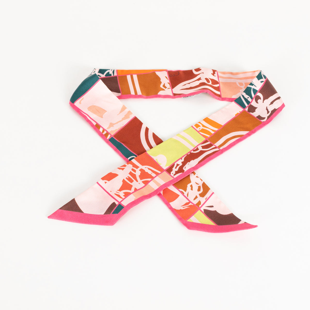 Hermes Pink Orange Silk En Desordre Twilly