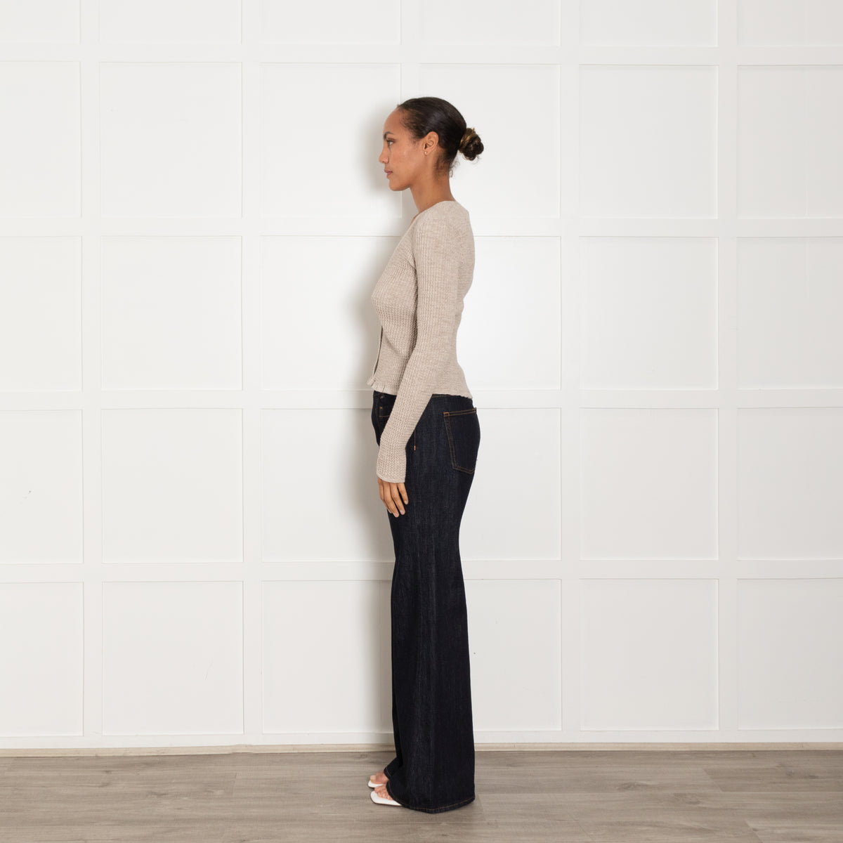 Theory Light Grey Textured Fabric Top