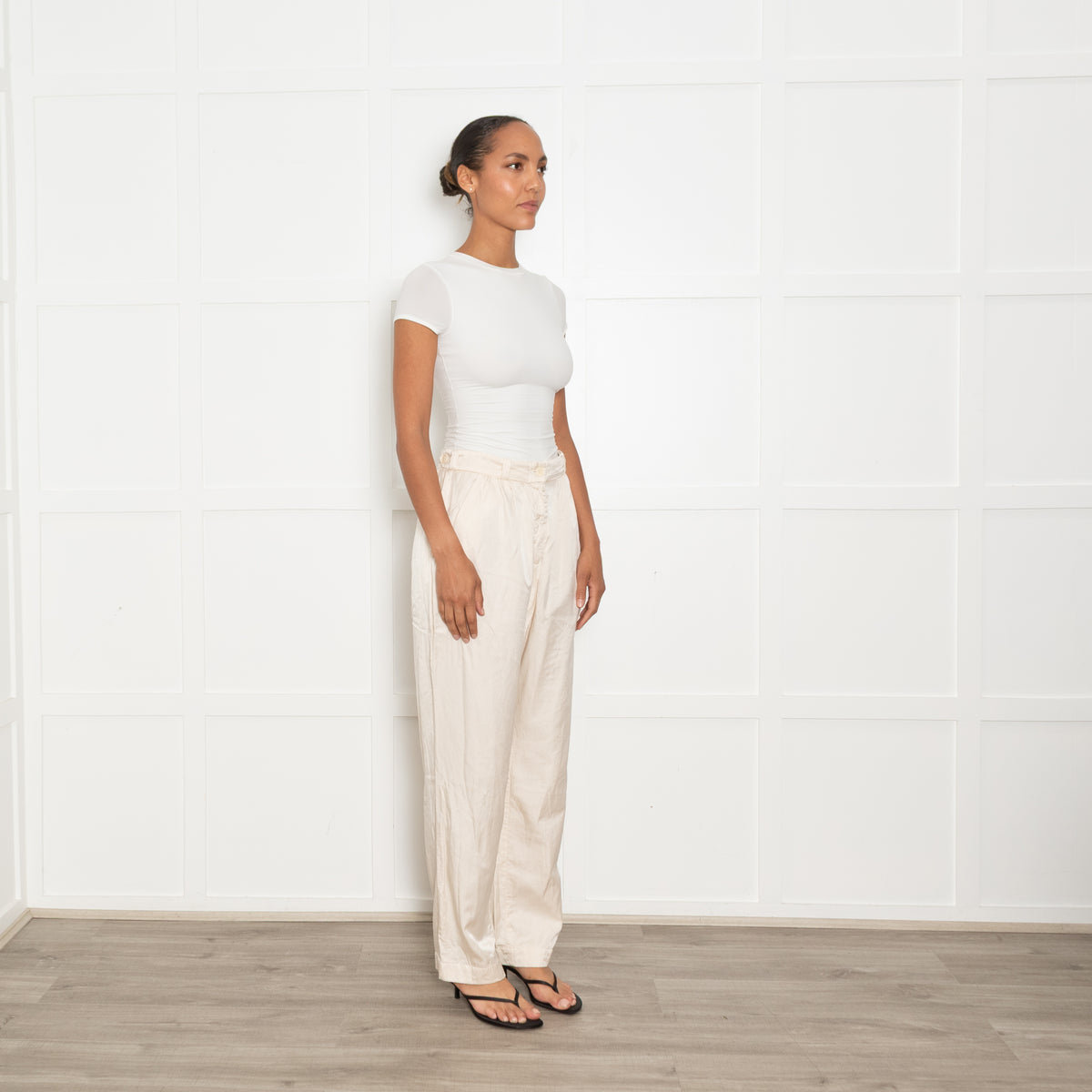 Raey Cream Cotton & Silk Trousers