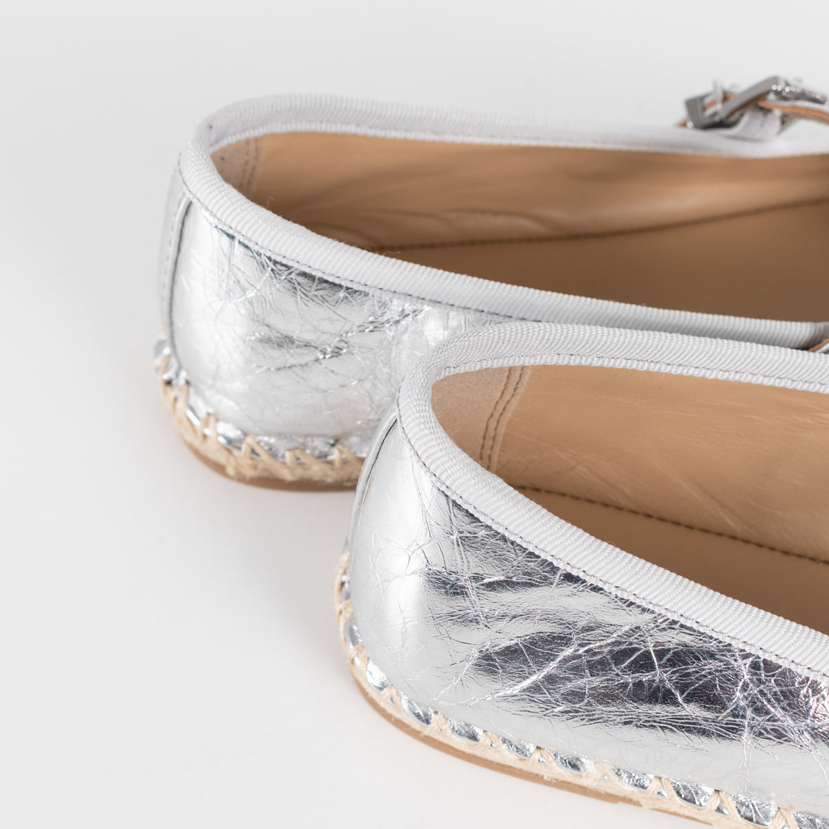 Michael Kors Crackled Metallic Silver Lynn Espadrille Flats