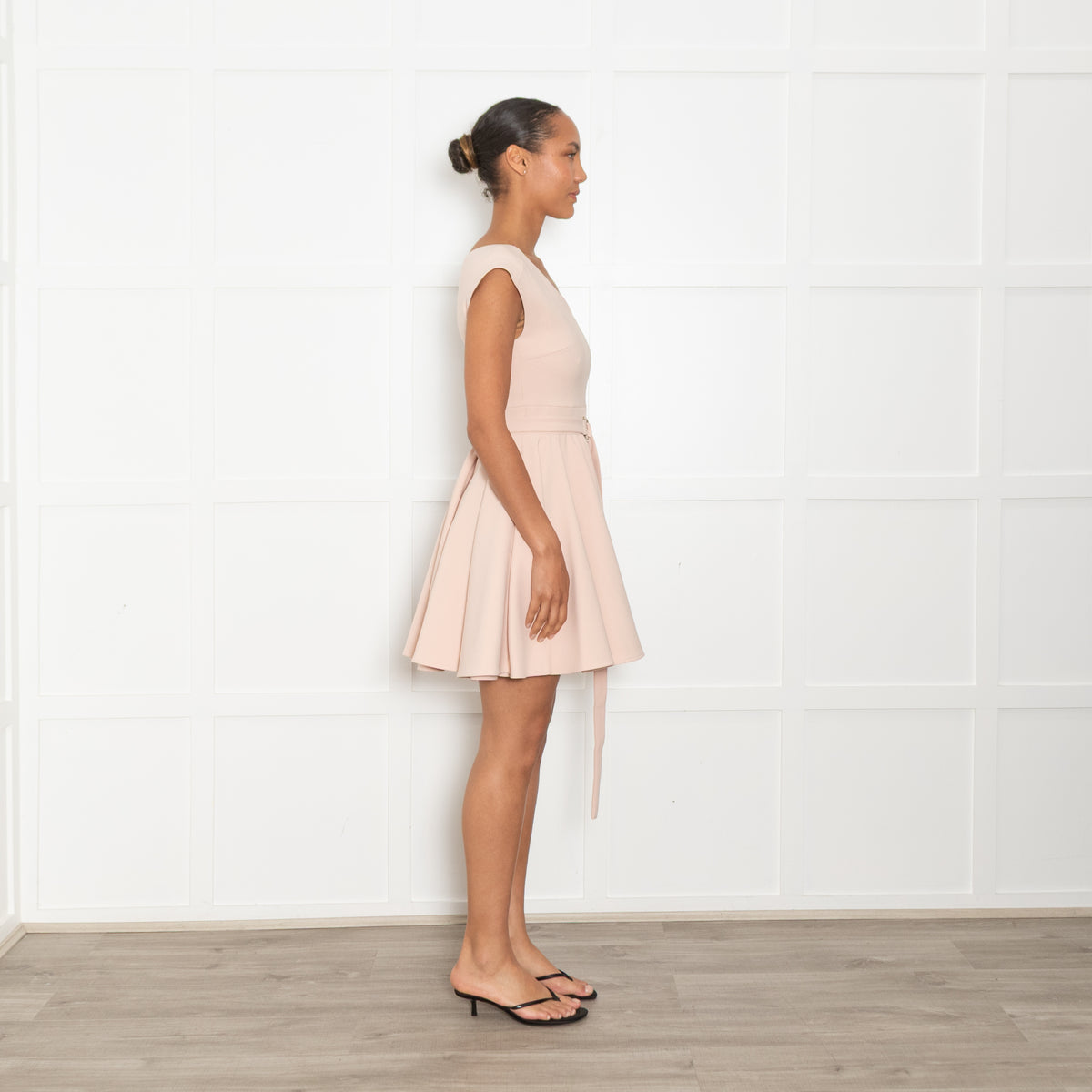 Maje Pale Powder Pink Fit & Flare Sleeveless Dress