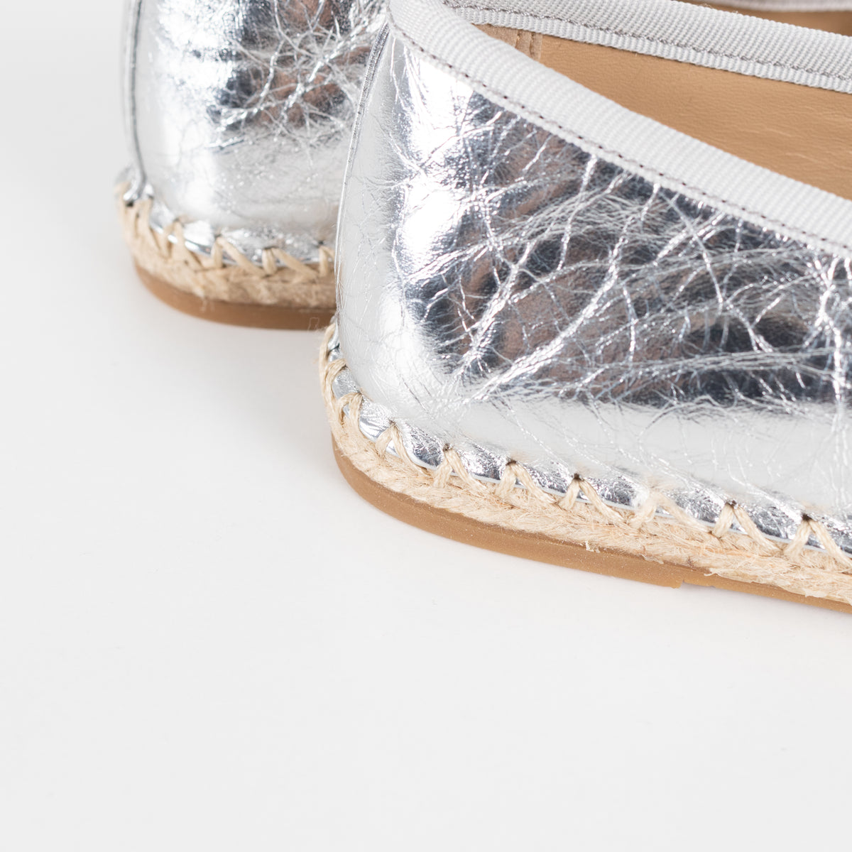 Michael Kors Crackled Metallic Silver Lynn Espadrille Flats