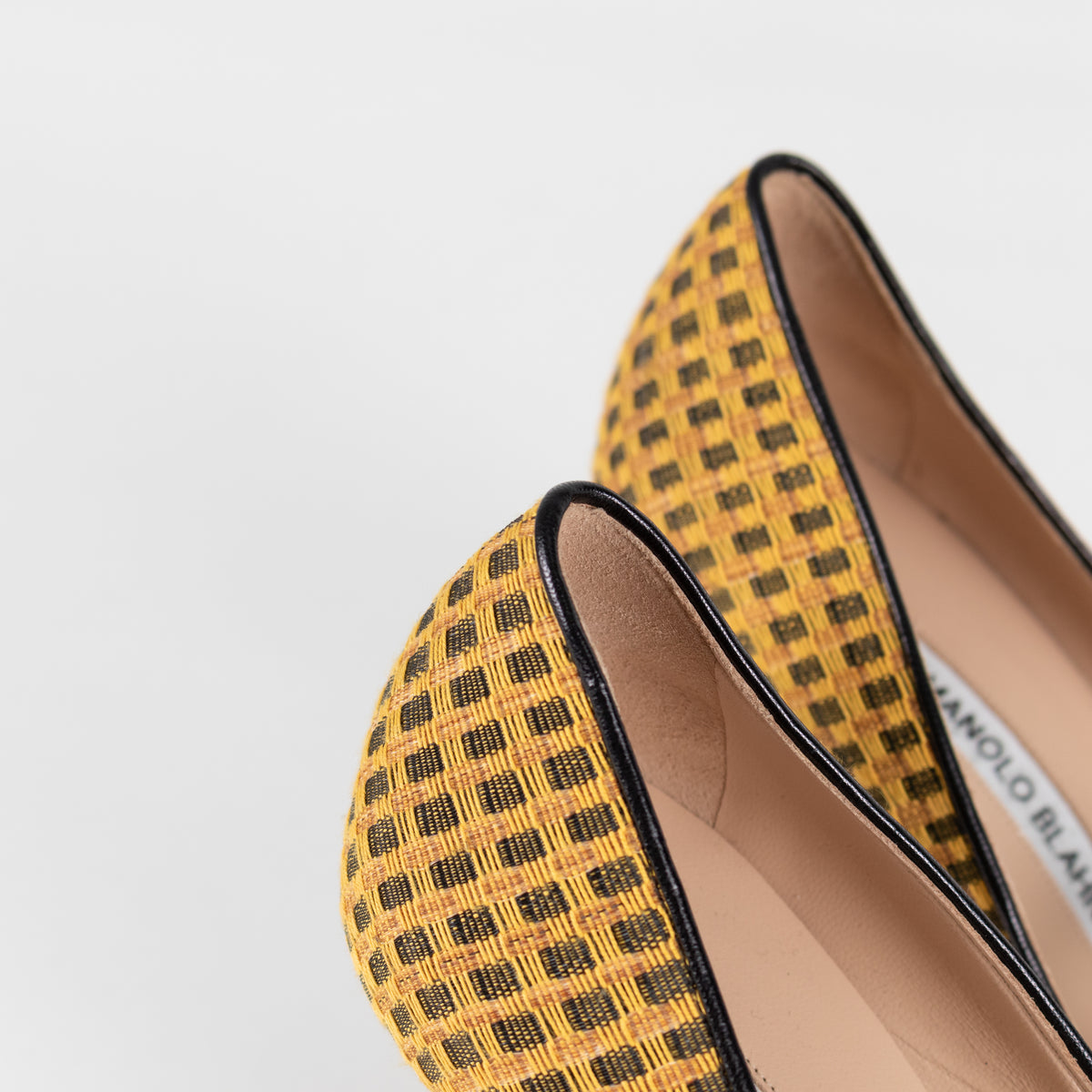 Manolo Blahnik Yellow Fabric Mary Jane Pumps