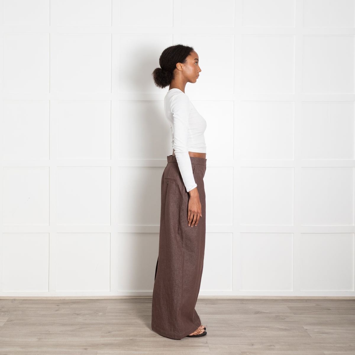 Max Mara Brown Denim Maxi Pencil Skirt