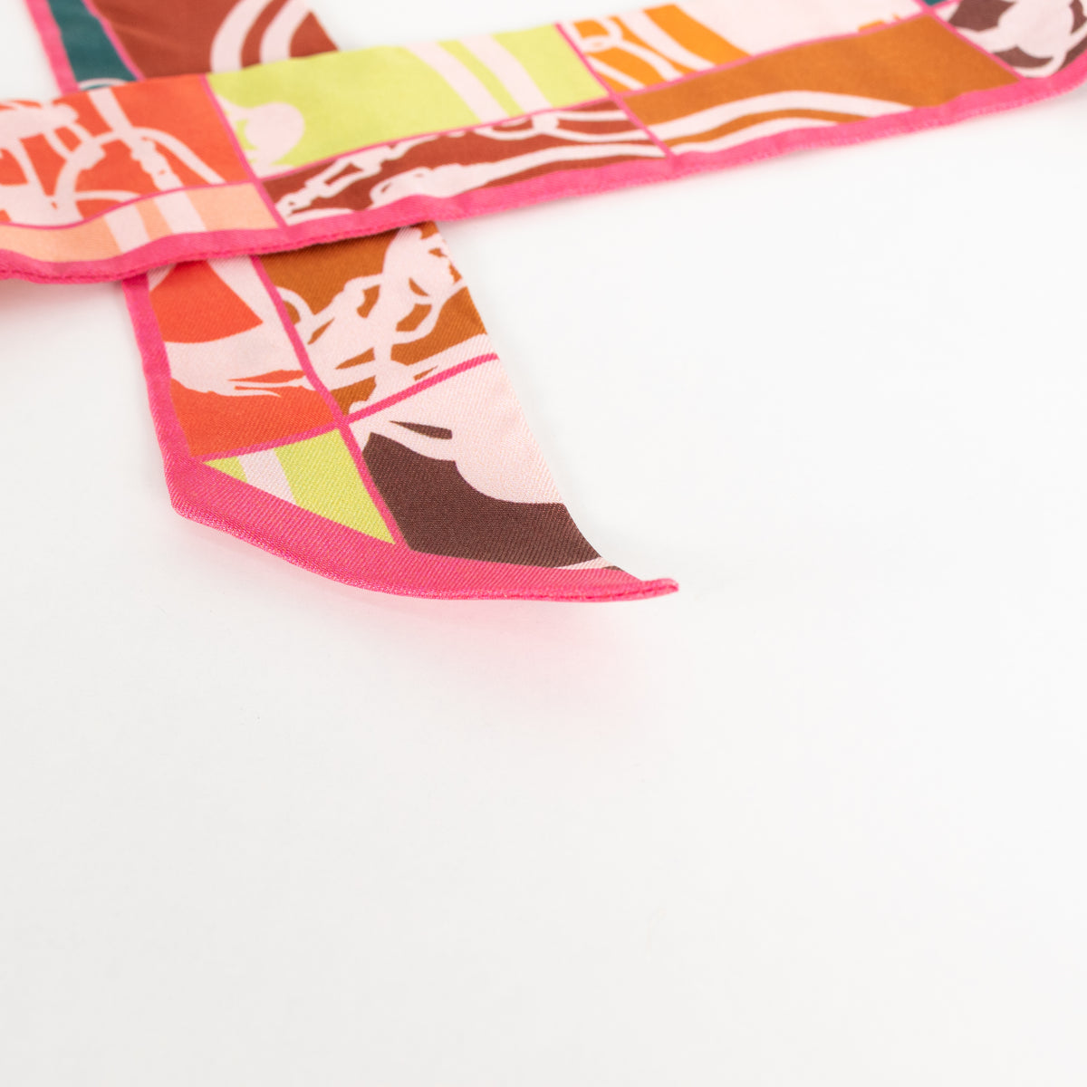 Hermes Pink Orange Silk En Desordre Twilly