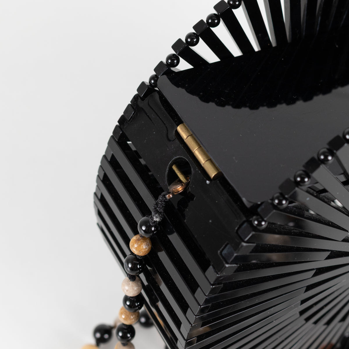 Cult Gaia Black Acrylic Bead Handle Shoulder Bag